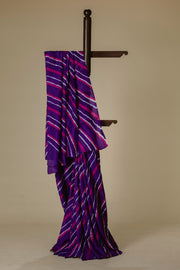 Purple Mulberry Silk Leharia Saree