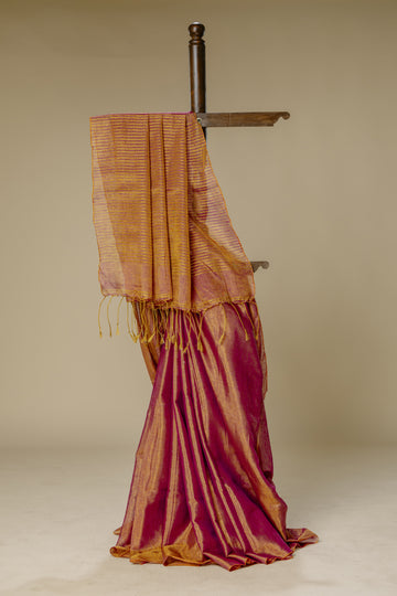 Carrot Orange Tissue Linen Saree