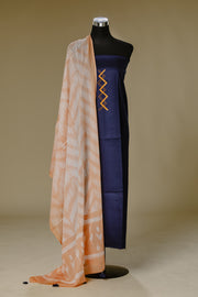 Hand-Painted Dark Blue Top with Shibori Dupatta
