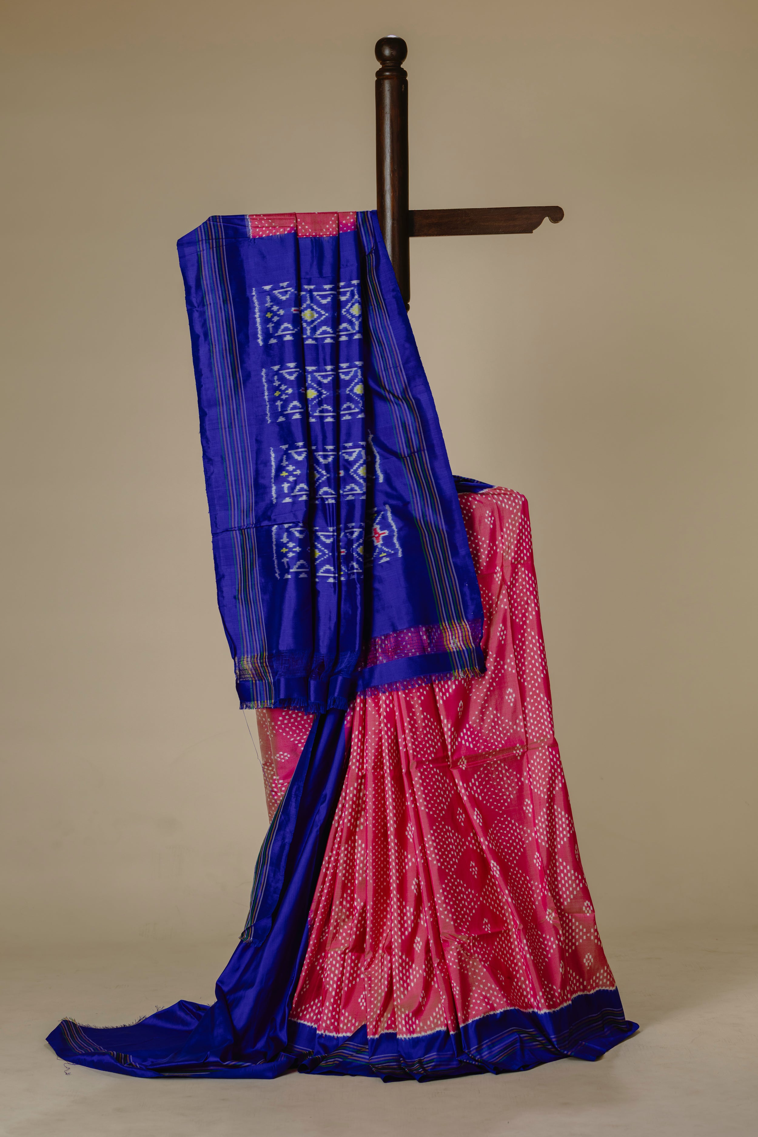 Baby Pink Telia Rumal Pochampally Ikat Saree