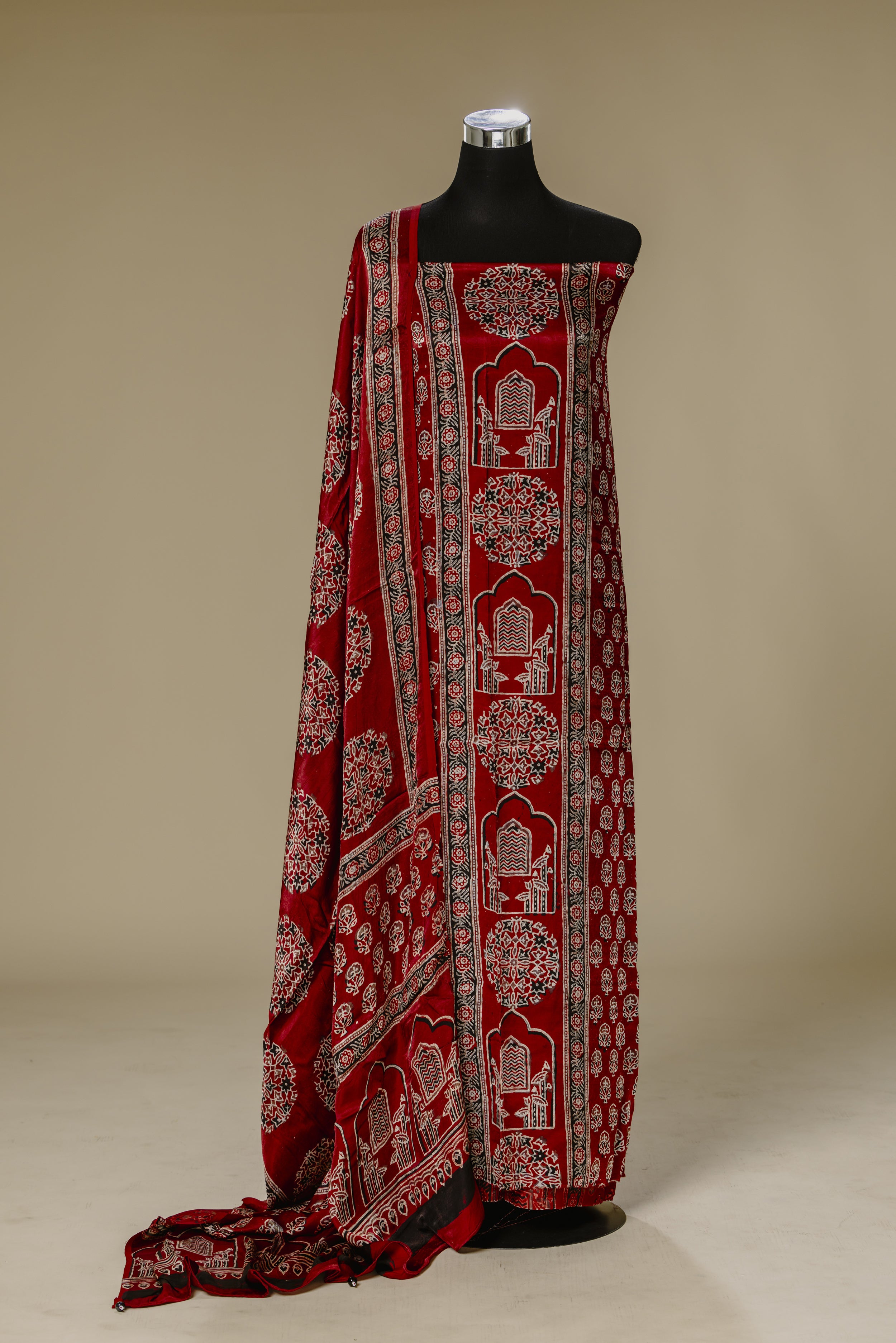 Ajrakh Handblock Maroon Modal Suit Set