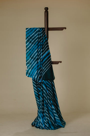Blue Silk Leharia Saree