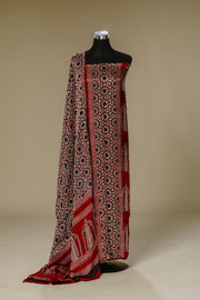 Hand Block Printed Maroon Modal Suit