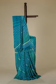 Light Turquoise Silk Leharia Saree