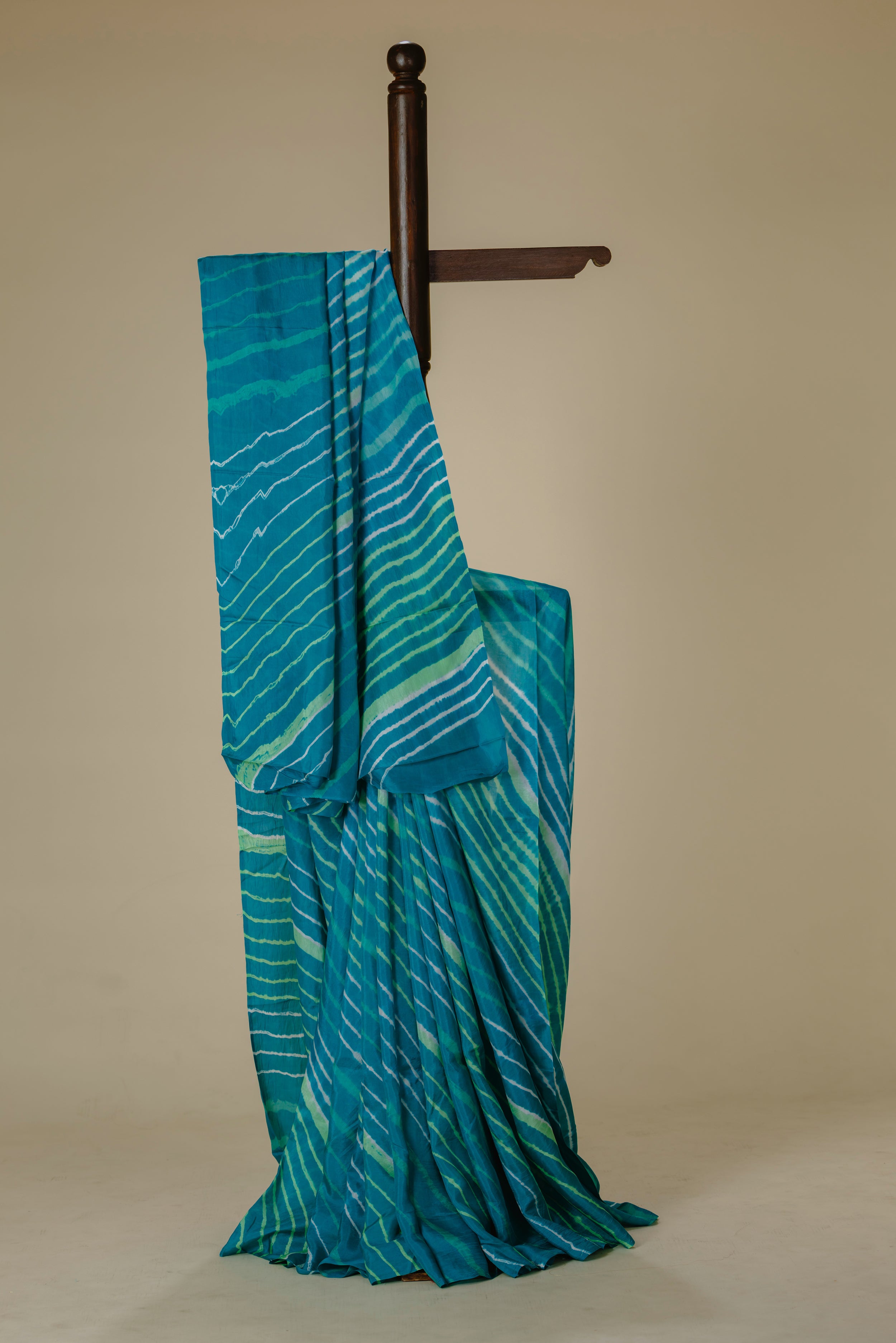 Light Turquoise Silk Leharia Saree