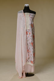 Light Pink Shifli Suit Set with Chiffon Dupatta