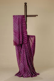 Dusky Brinjal Purple Mulberry Silk Leharia Saree