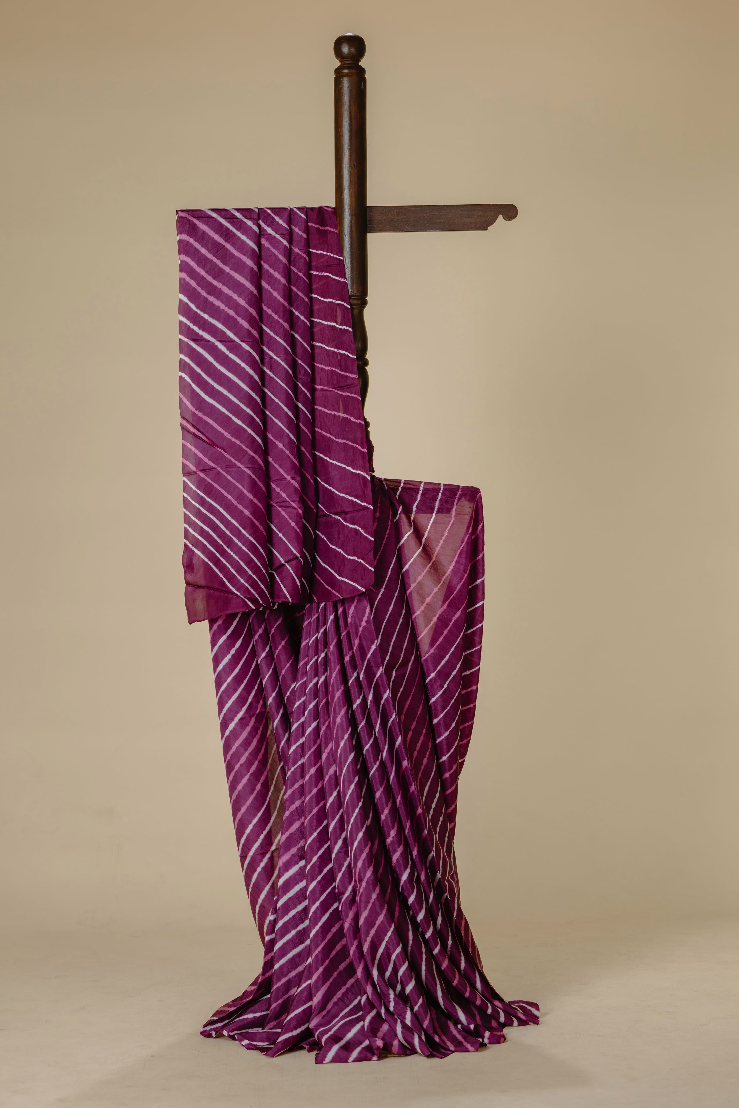 Dusky Brinjal Purple Mulberry Silk Leharia Saree