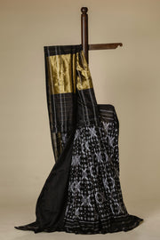 Telia Rumal Black Ikat Saree with Matching Blouse
