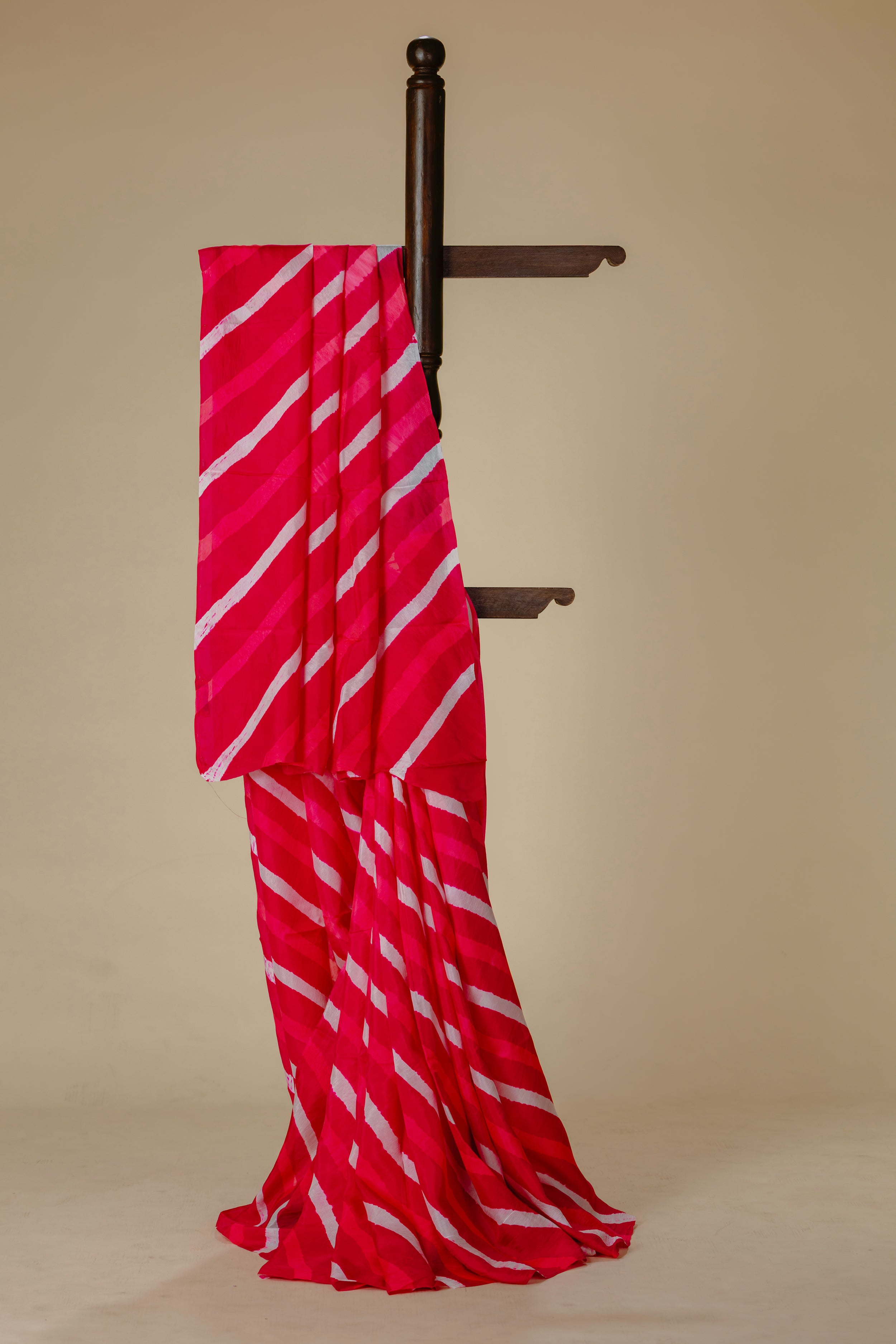 Traditional Red & Pink Leharia Silk Saree