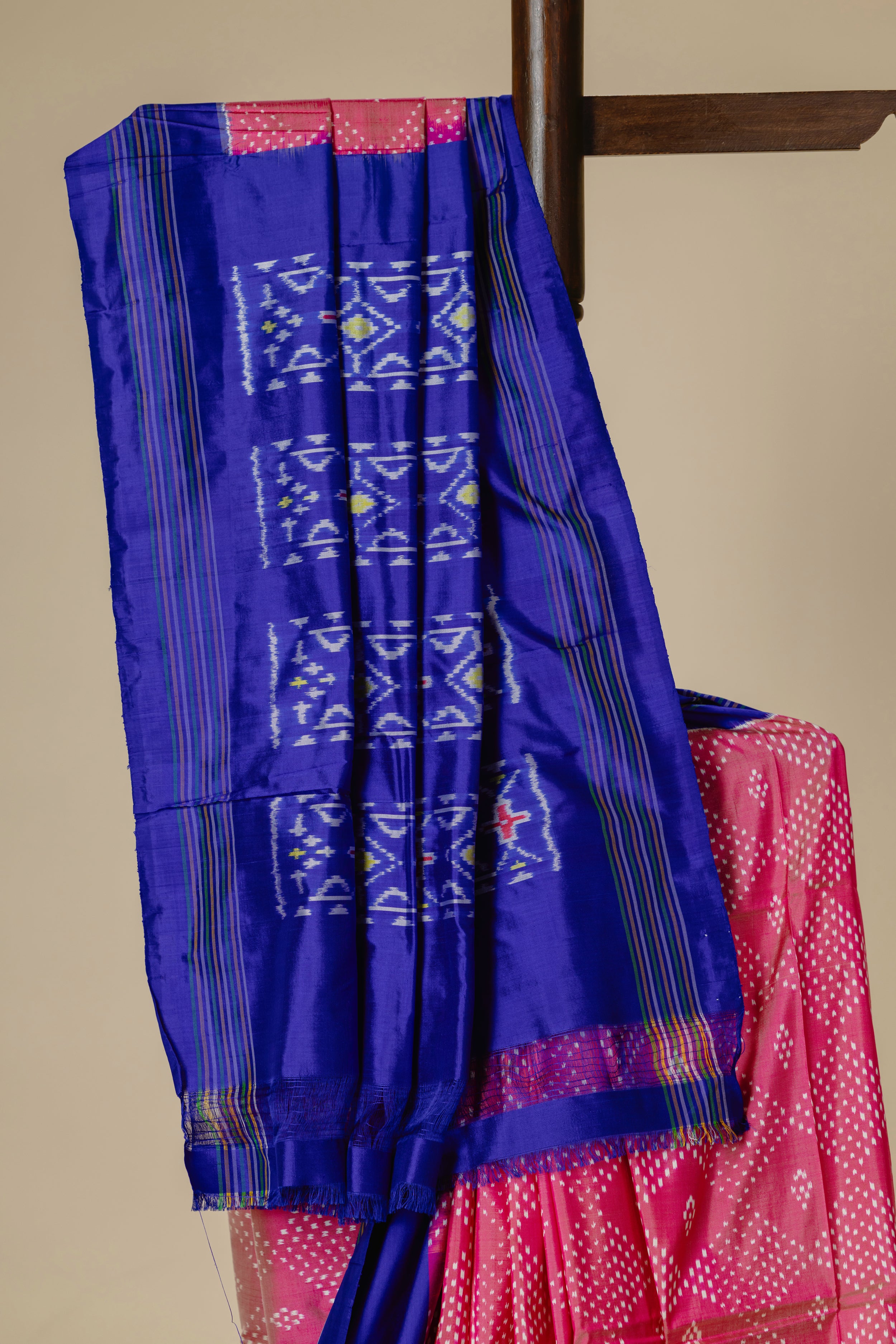 Baby Pink Telia Rumal Pochampally Ikat Saree