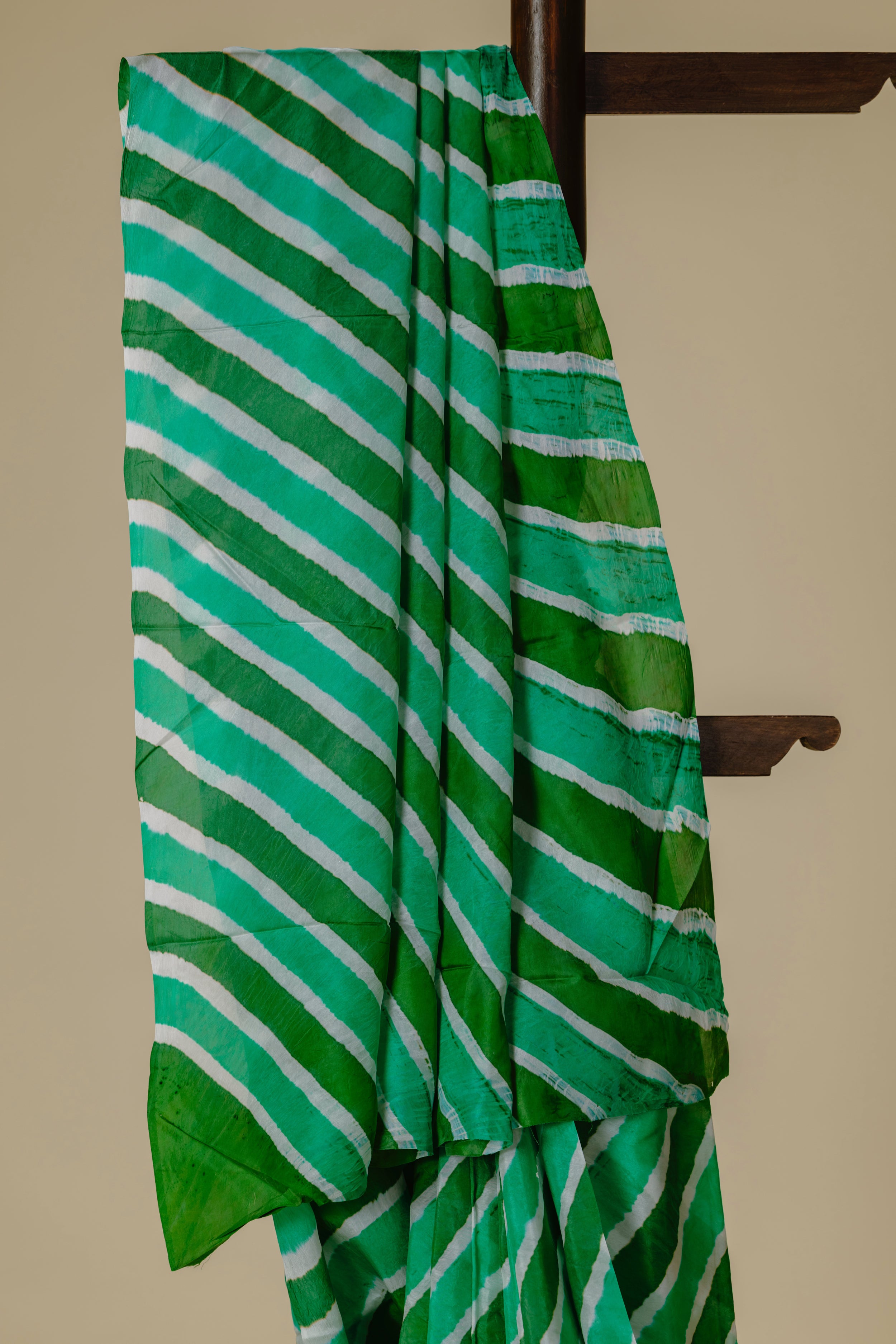Green Mulberry Silk Leharia Saree