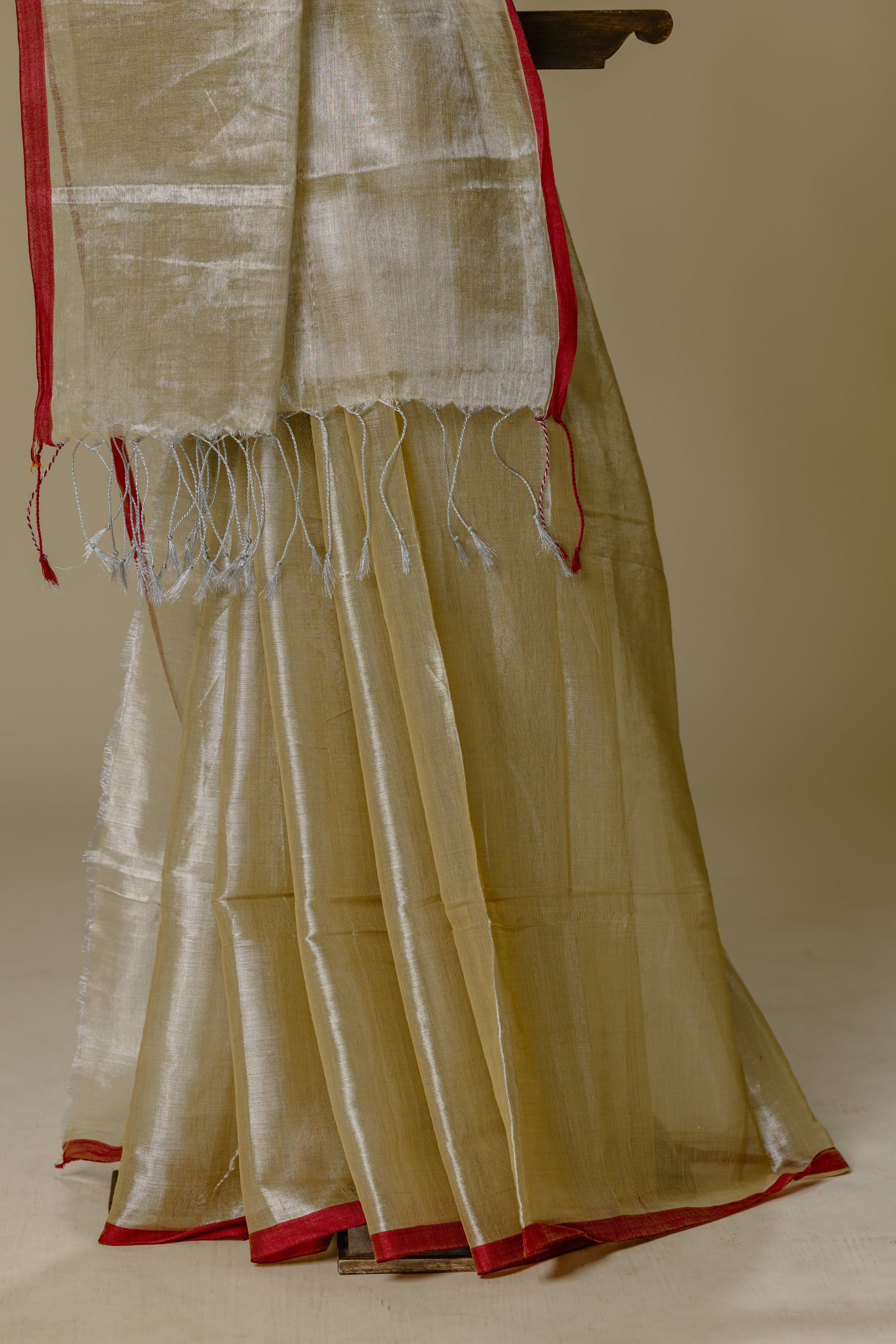 Dull Gold Tissue Mul Cotton Saree