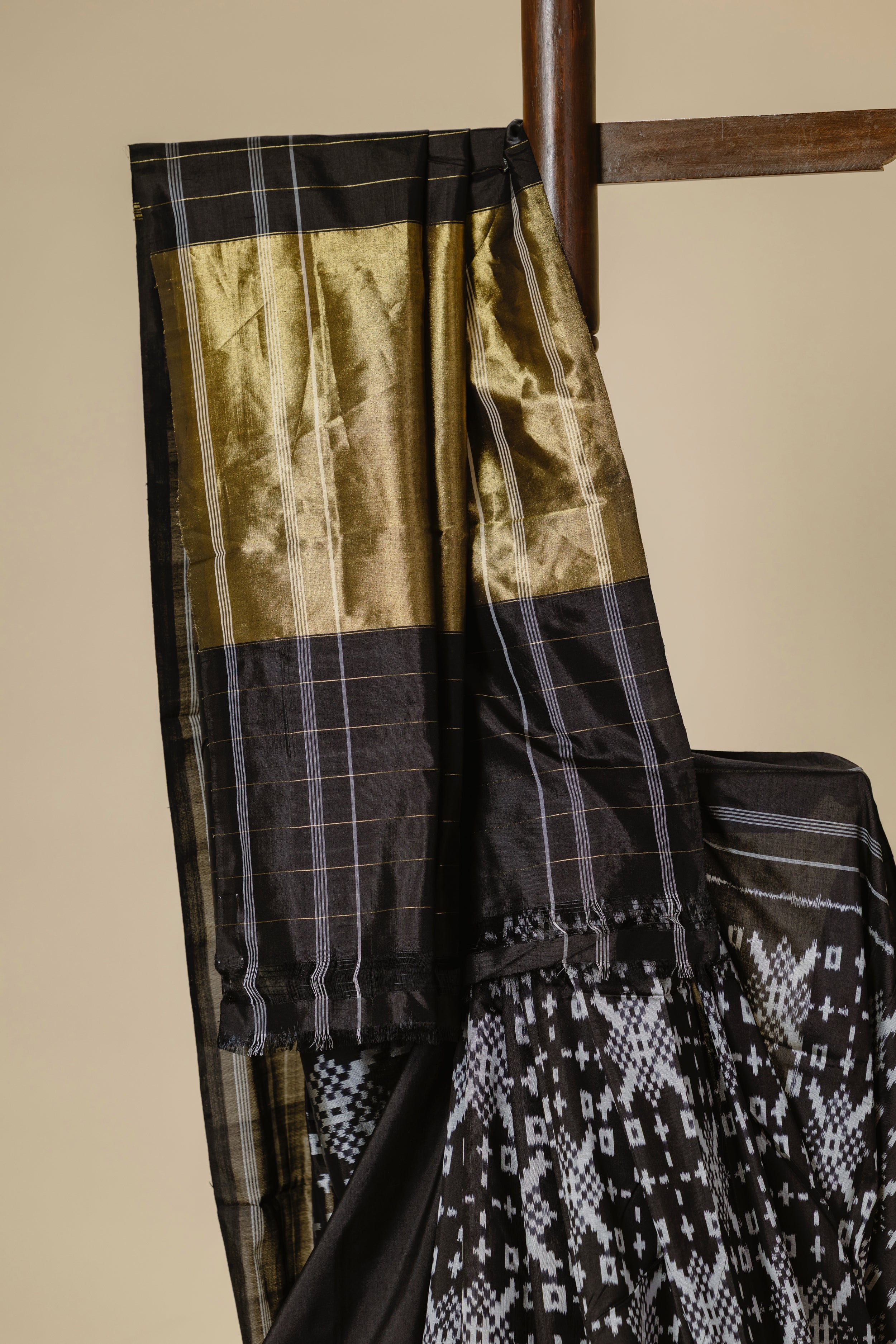 Telia Rumal Black Ikat Saree with Matching Blouse