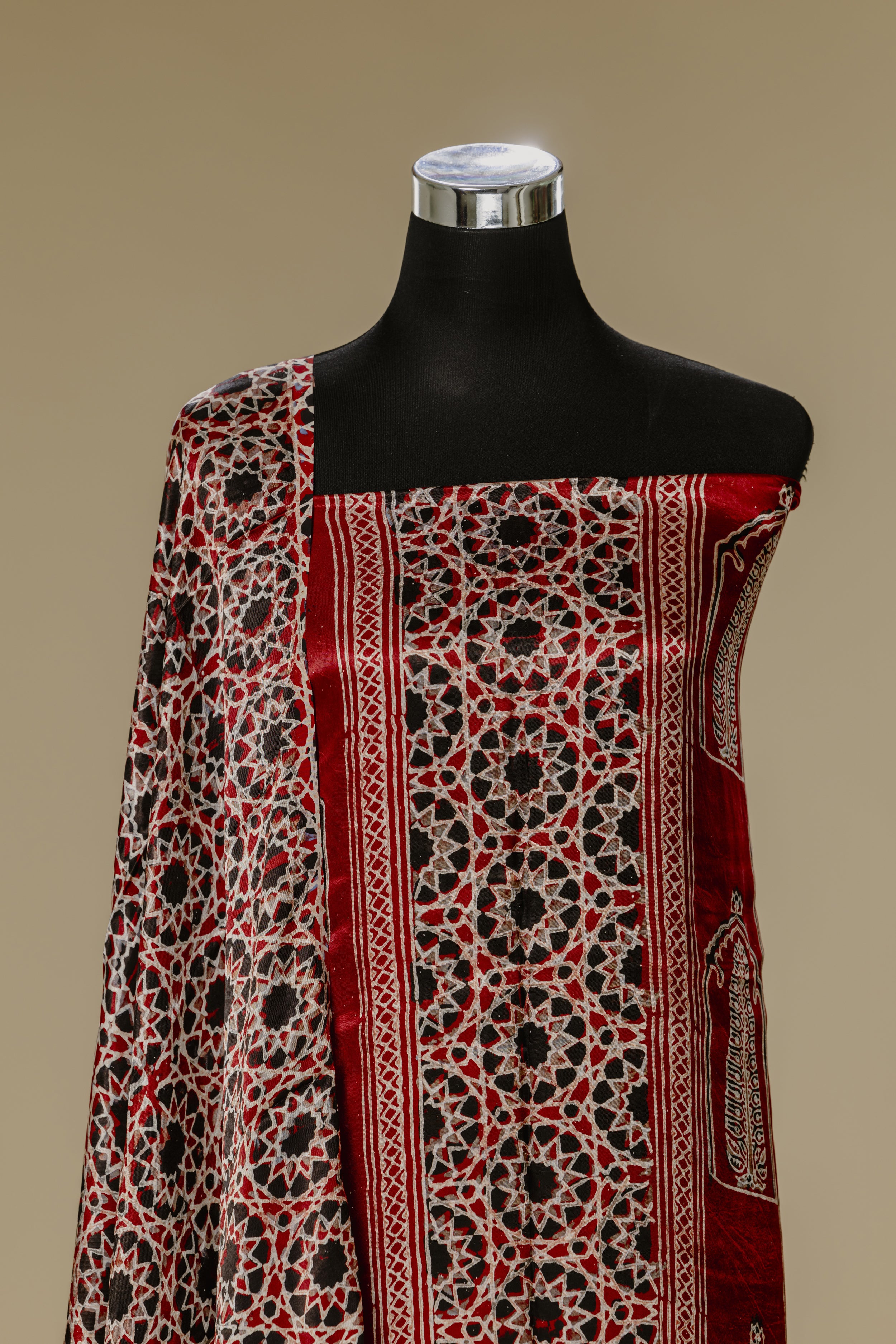 Hand Block Printed Maroon Modal Suit
