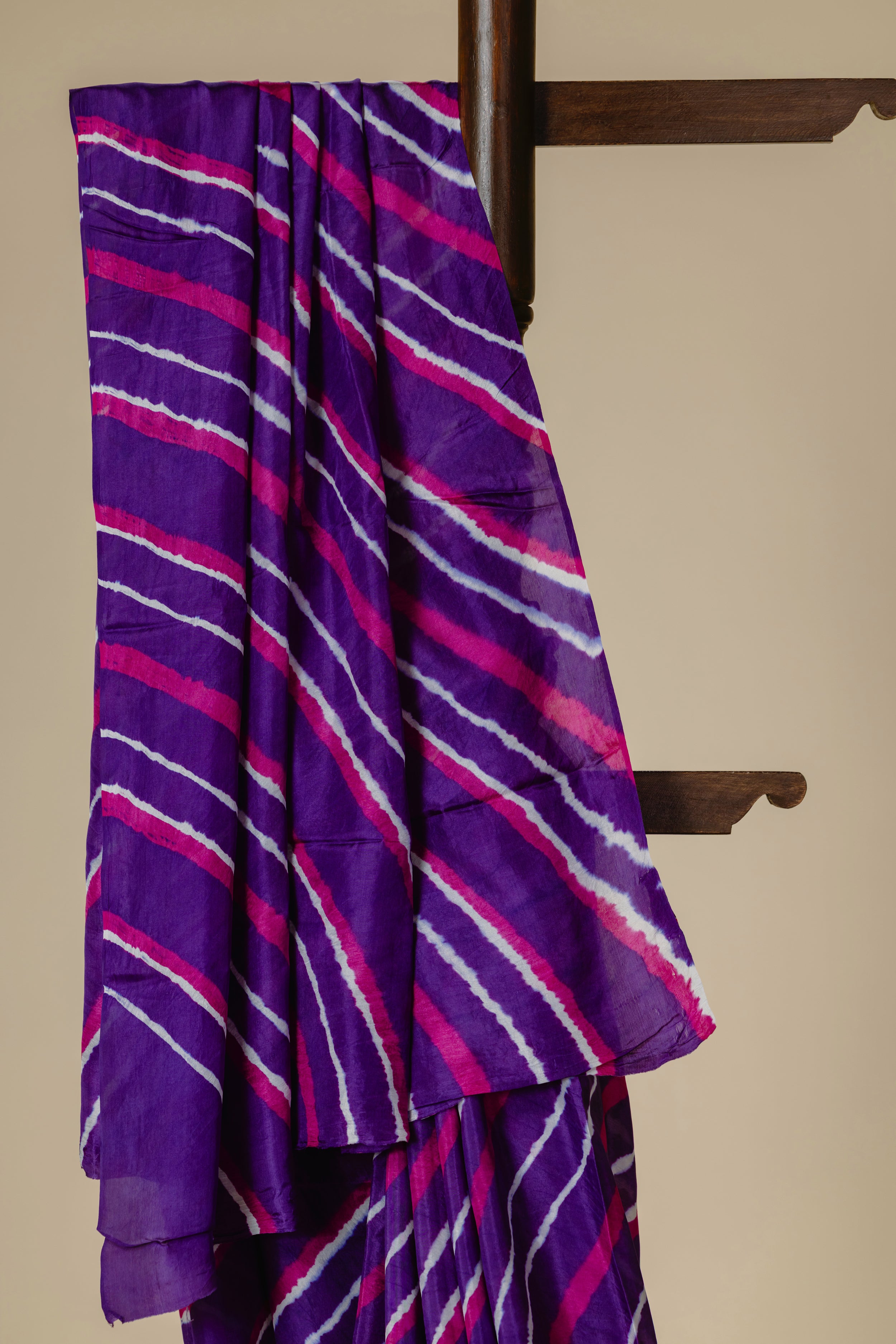Purple Mulberry Silk Leharia Saree