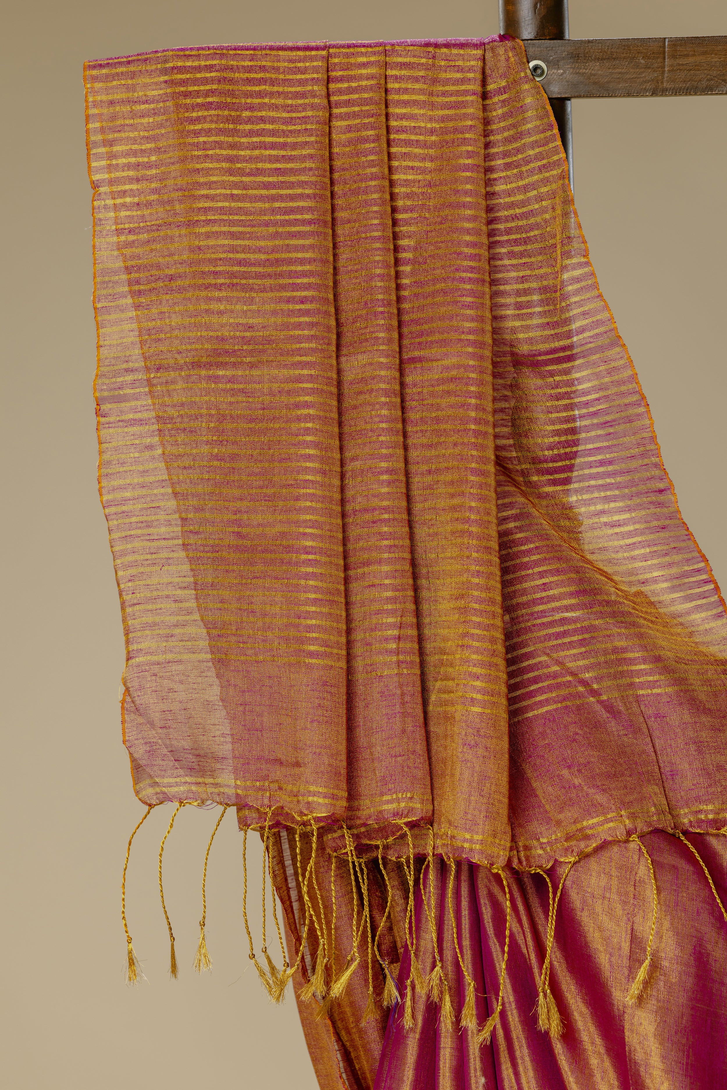 Carrot Orange Tissue Linen Saree