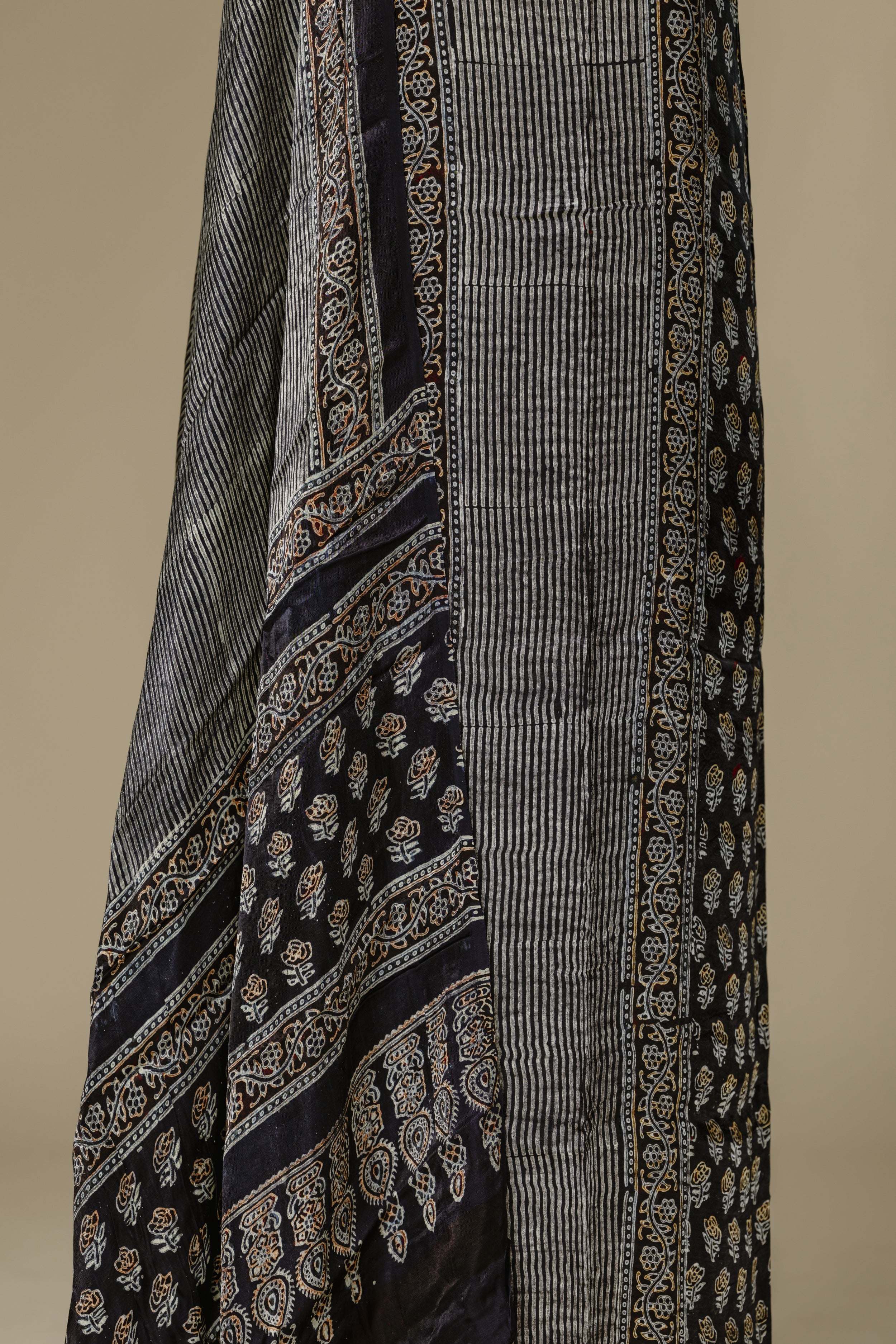 Hand-Block Printed Black Ajrakh Suit Set
