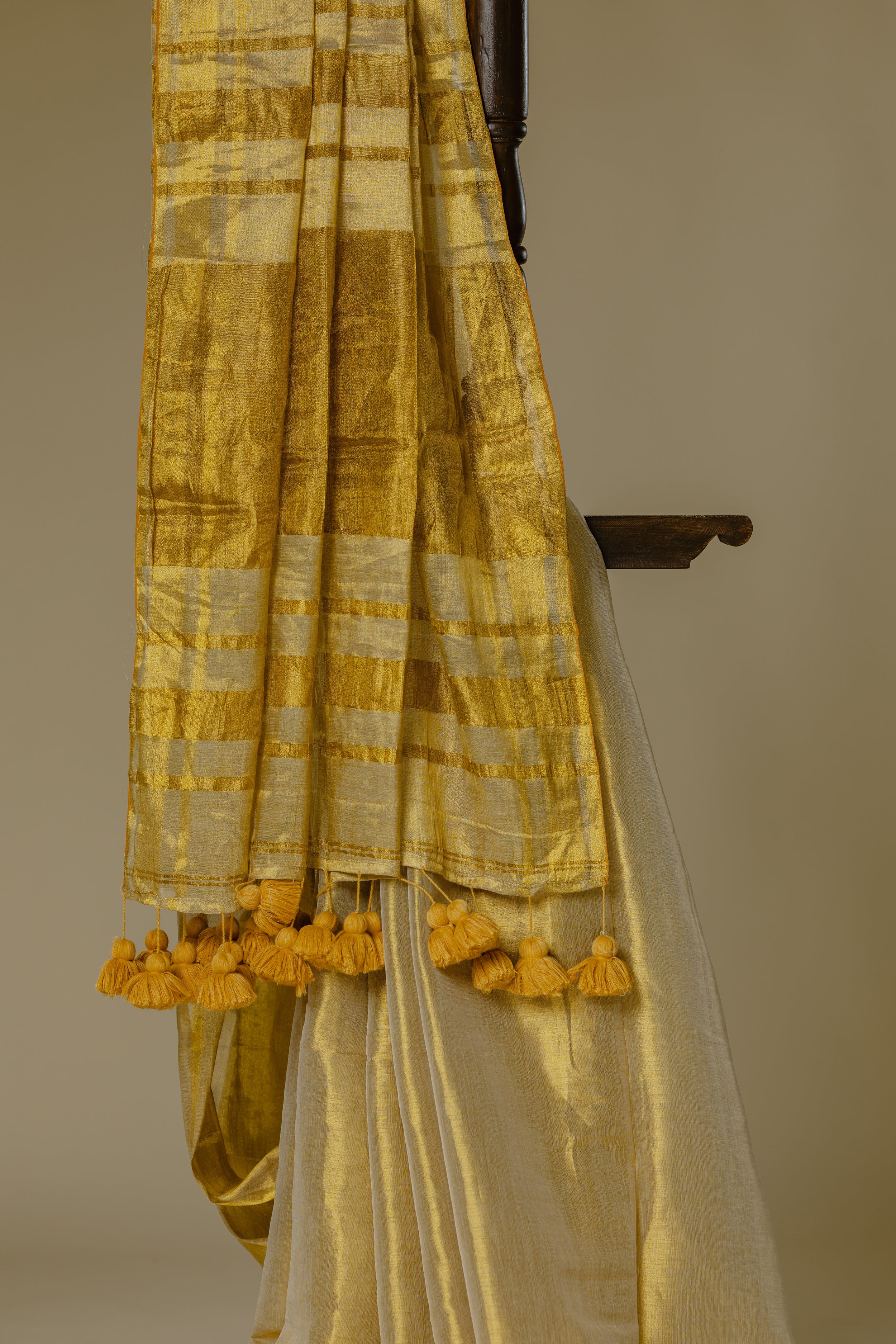 Golden Tissue Mul Cotton Saree