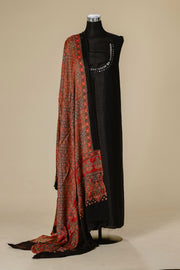 Black Mirror Work Top with Ajrakh Dupatta