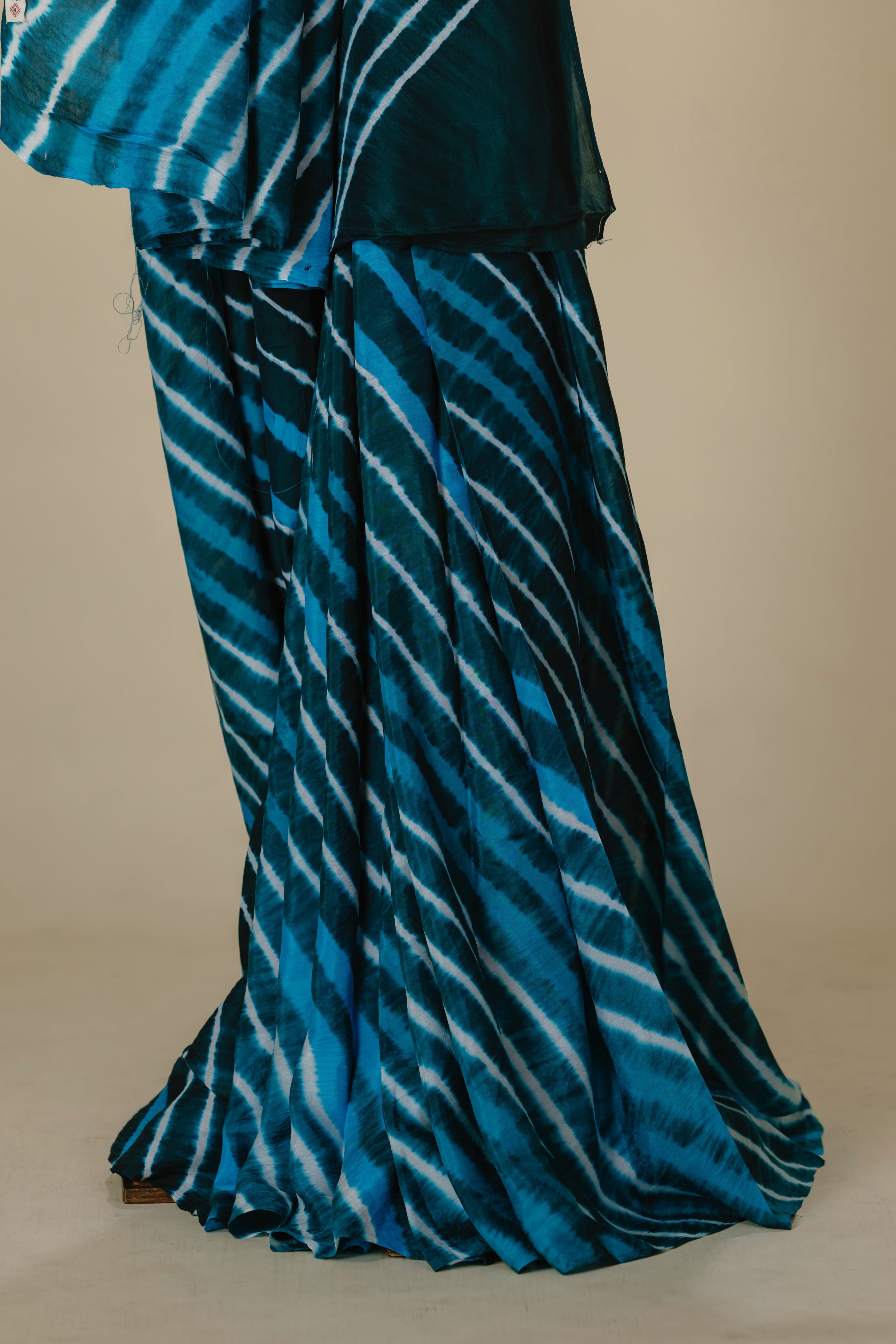 Blue Silk Leharia Saree