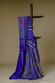 Purplish Blue Tusser Silk Leharia Saree