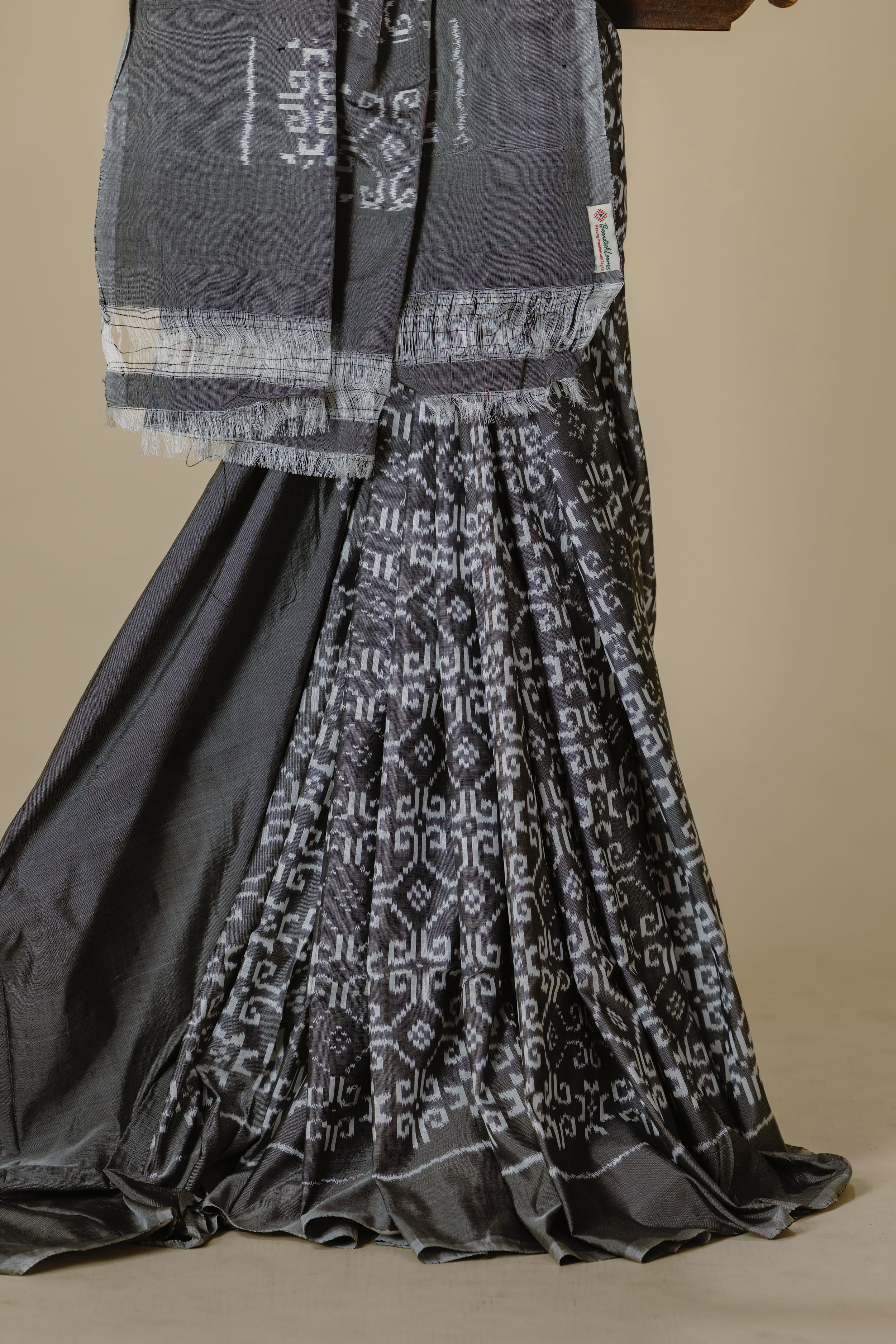 Light Grey Telia Rumal Double Ikkat Saree