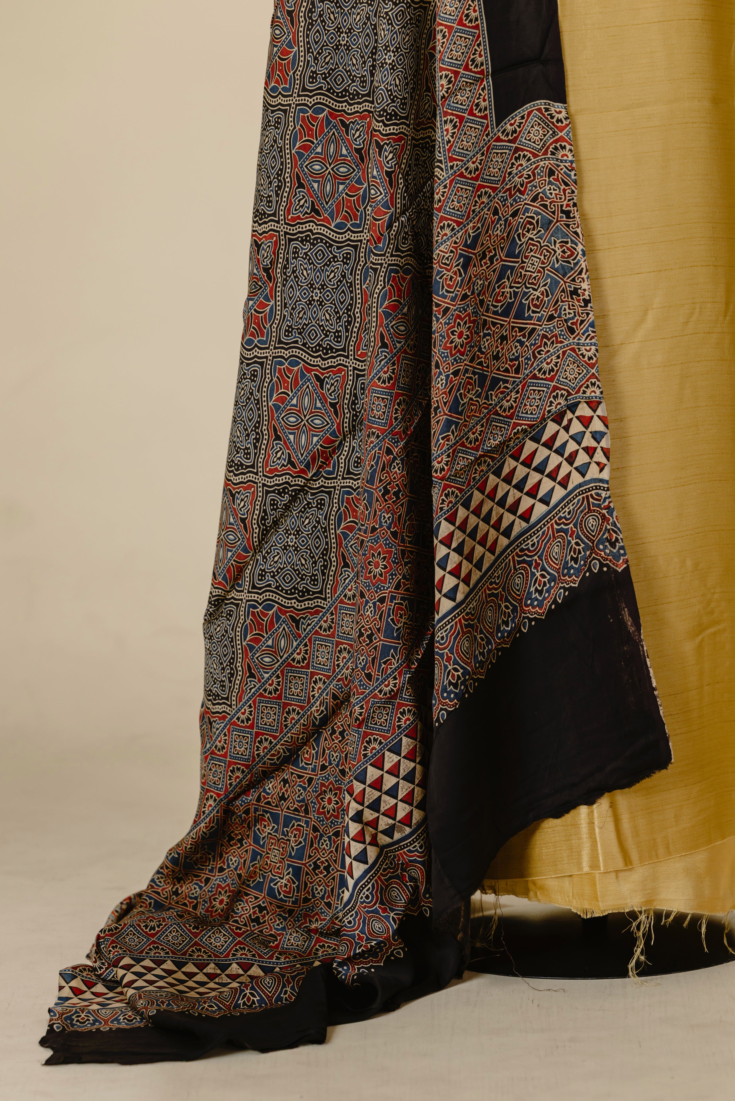 Golden Cotton Silk Top with Ajrakh Dupatta