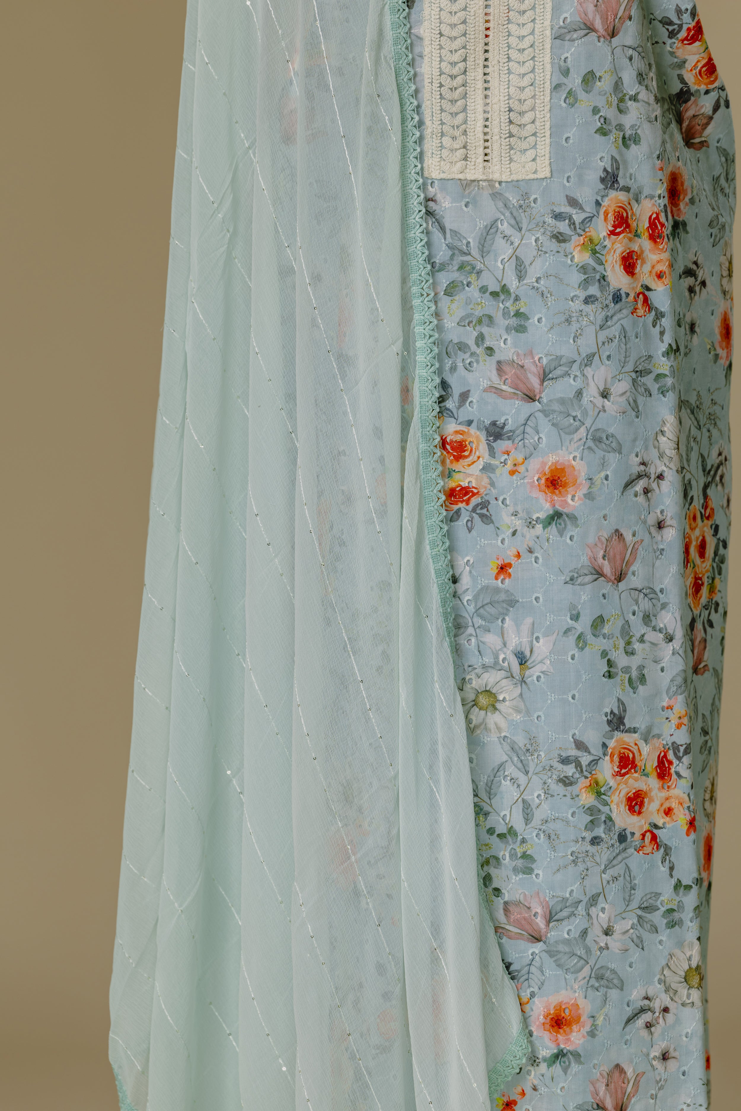 Light Green Shifli Dress Material Set