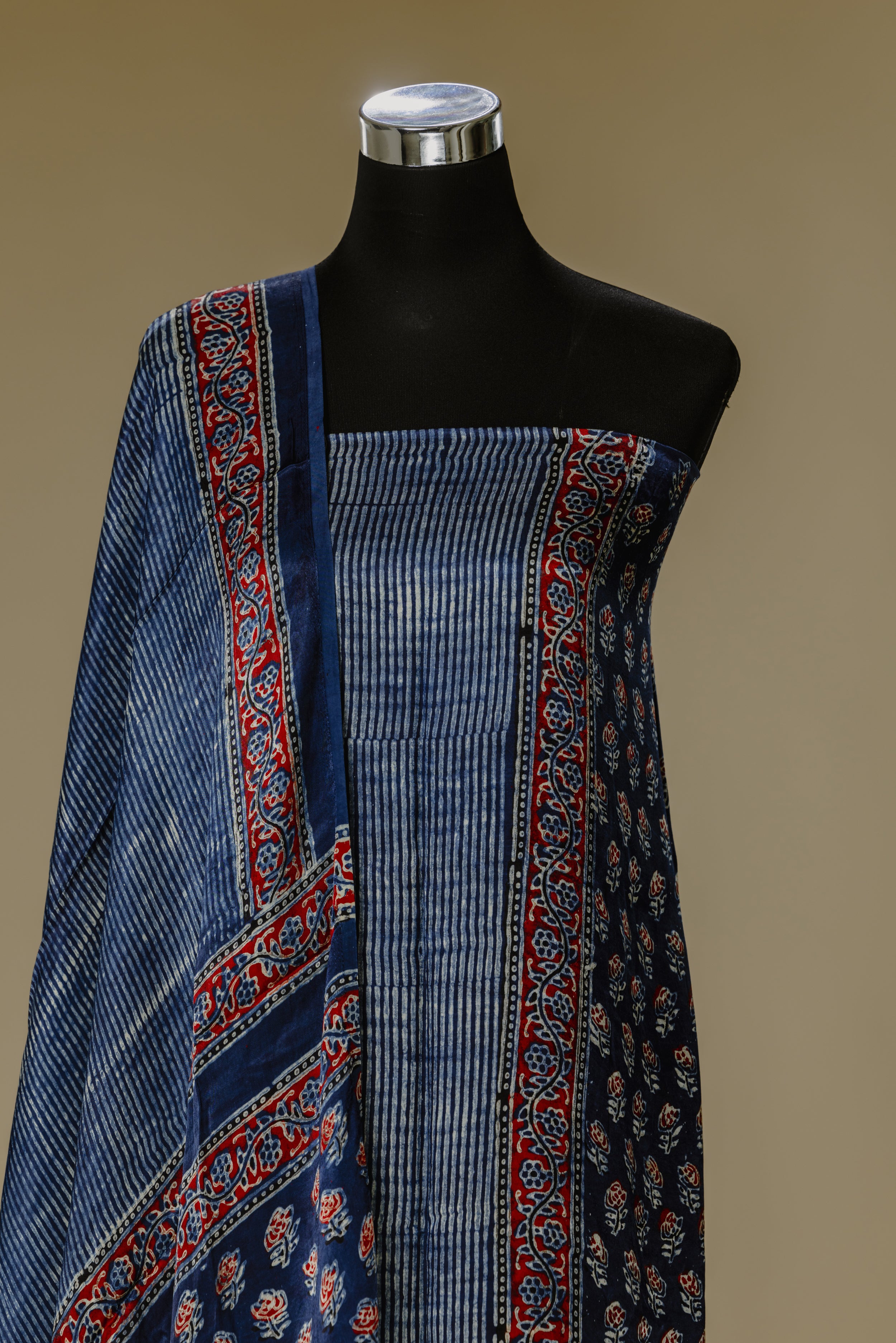 Hand-Block Blue Ajrakh Modal Suit