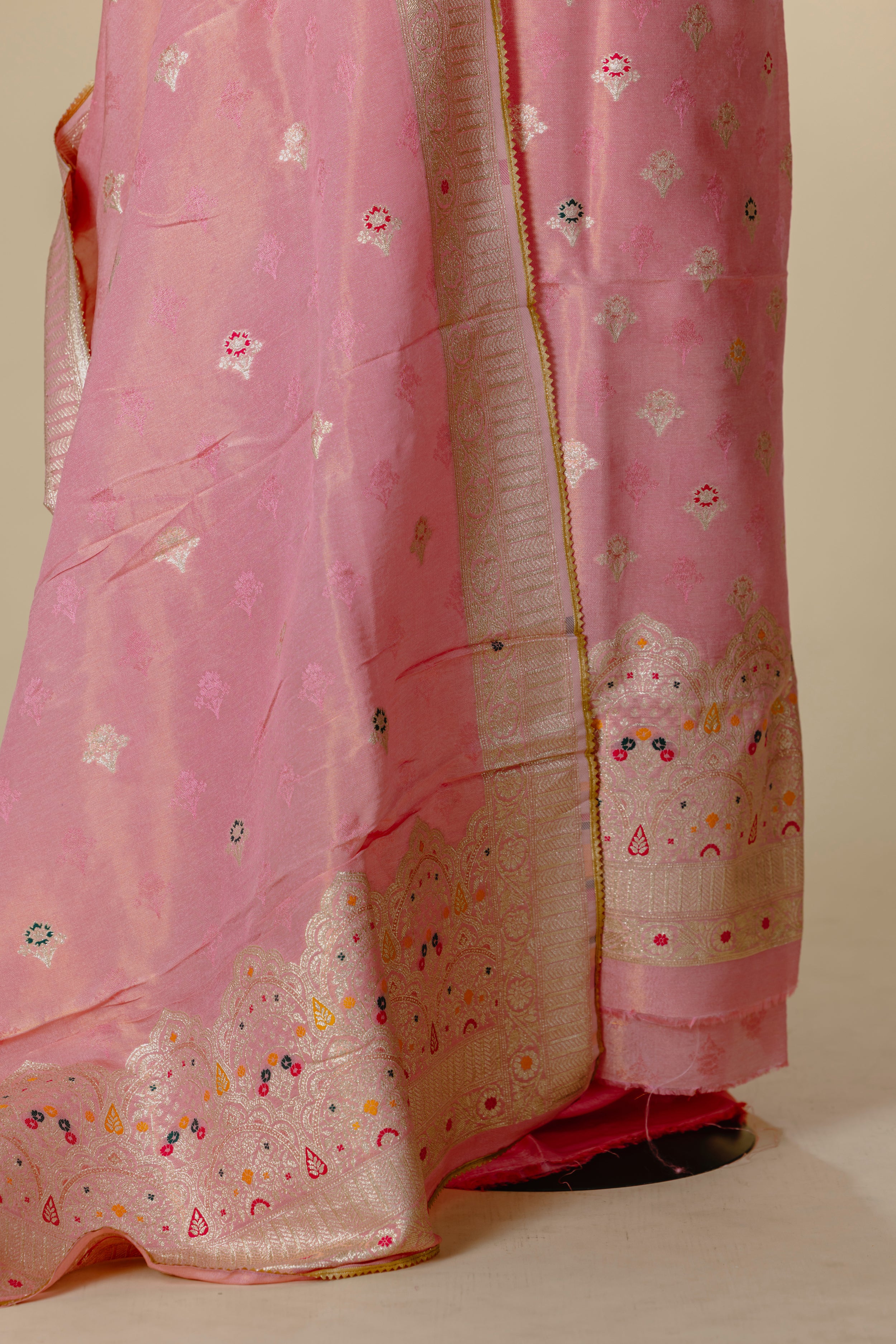 Baby Pink Banaras Suit with Gota Lace Dupatta