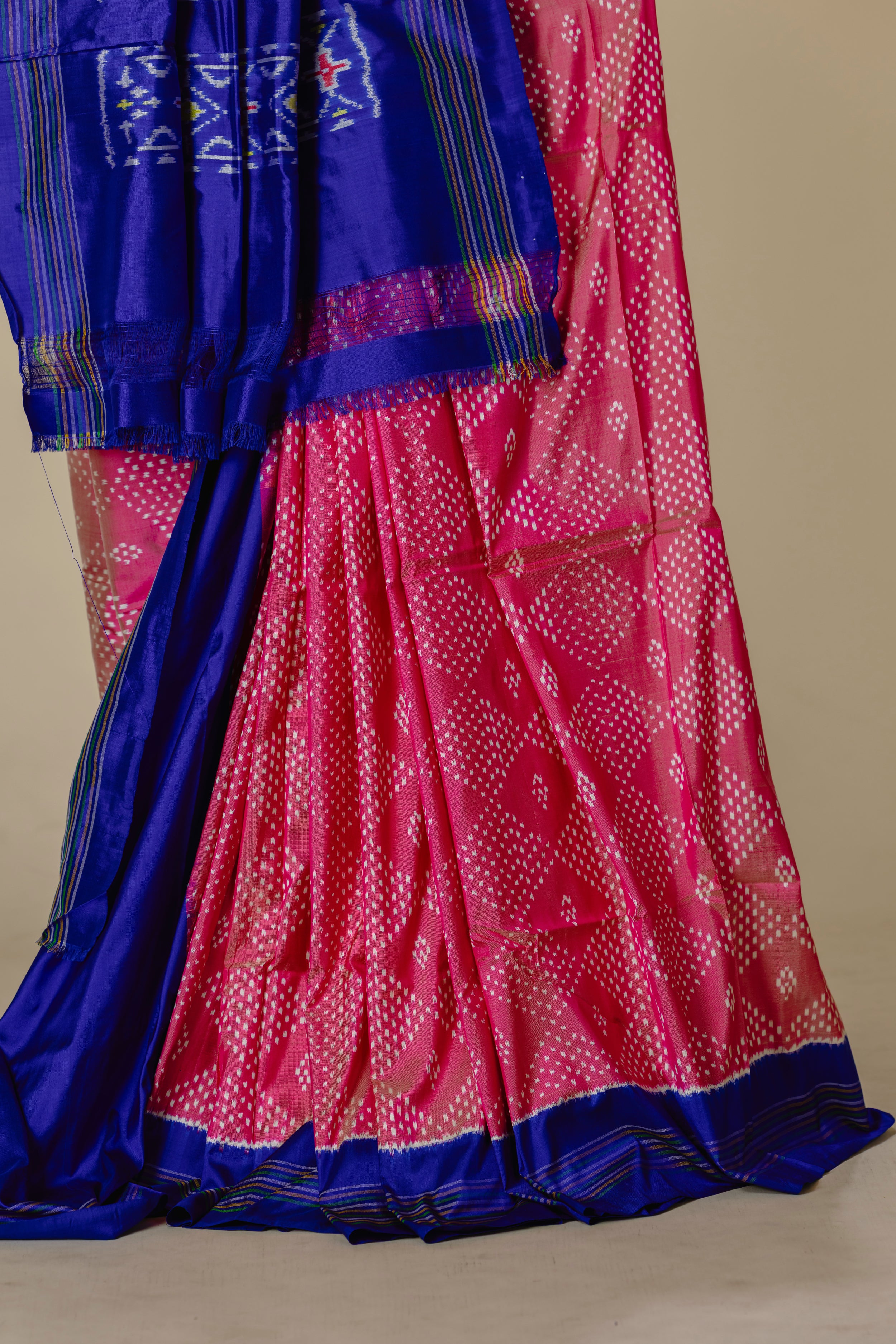 Baby Pink Telia Rumal Pochampally Ikat Saree