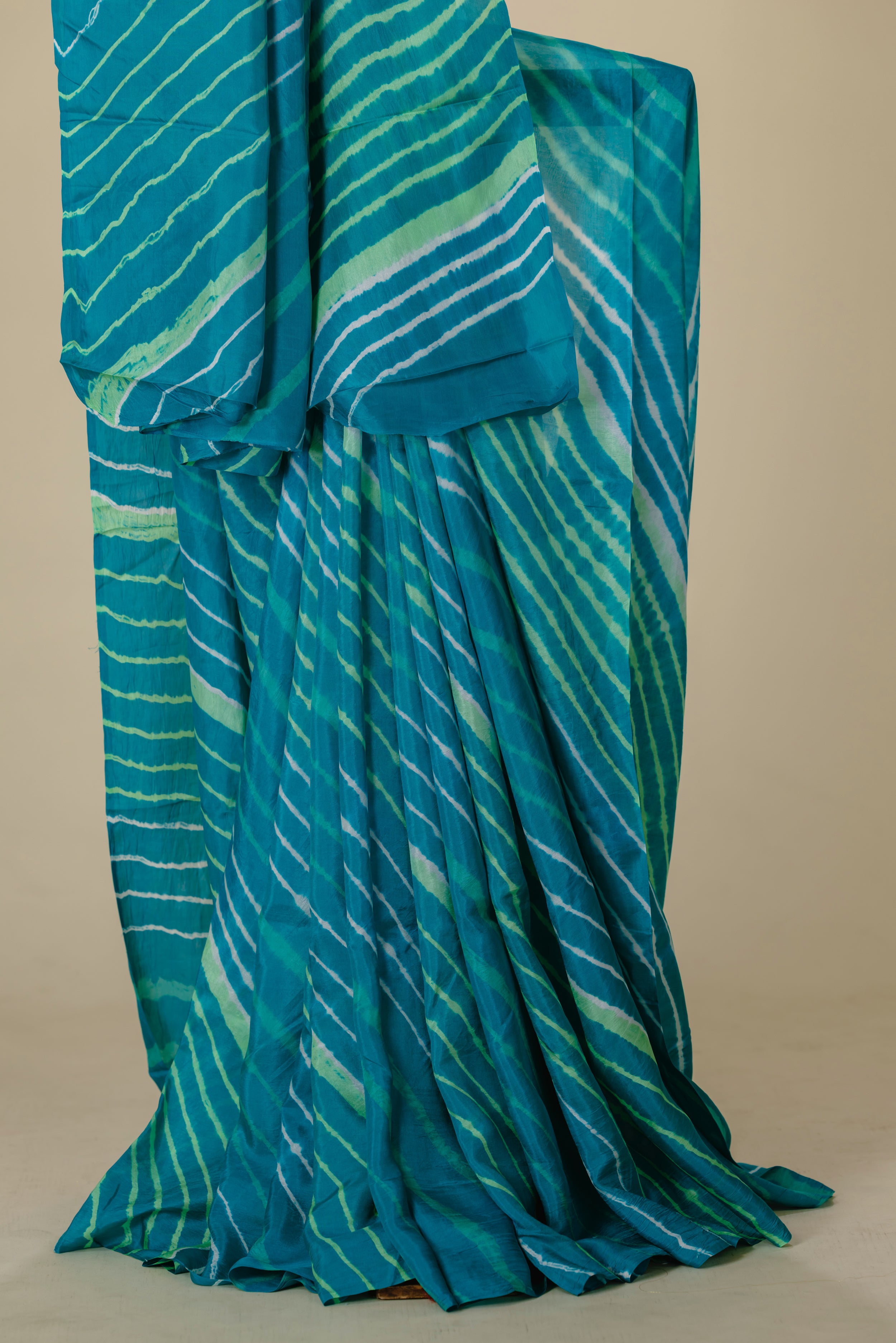 Light Turquoise Silk Leharia Saree