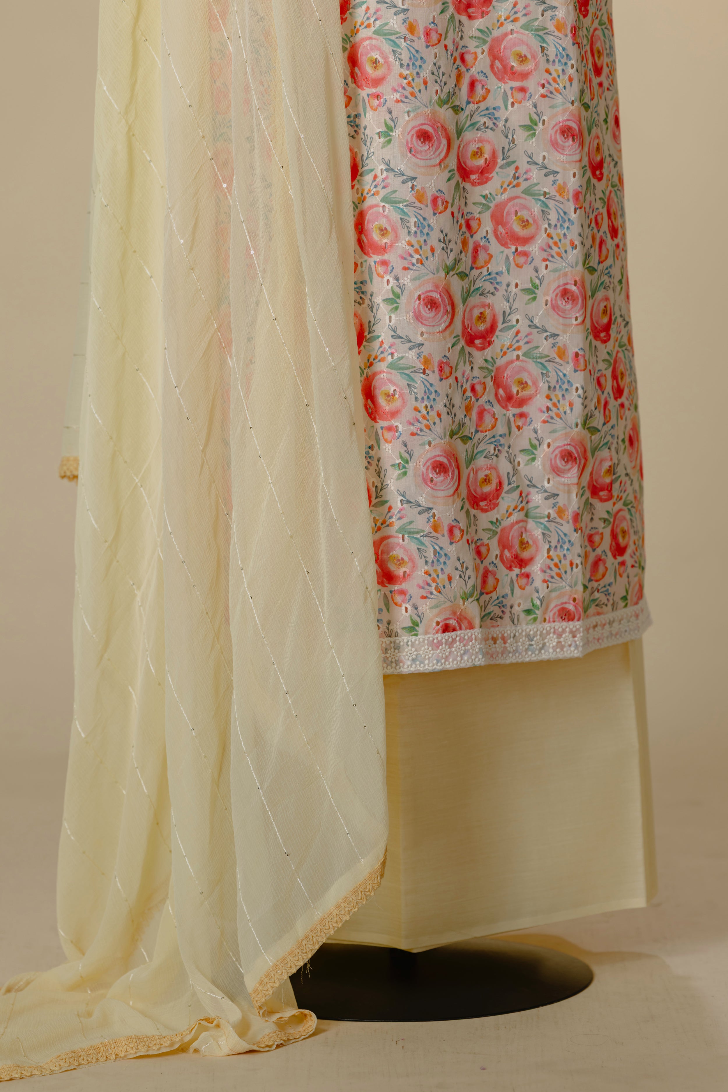 Light Yellow Shifli Dress Material Set