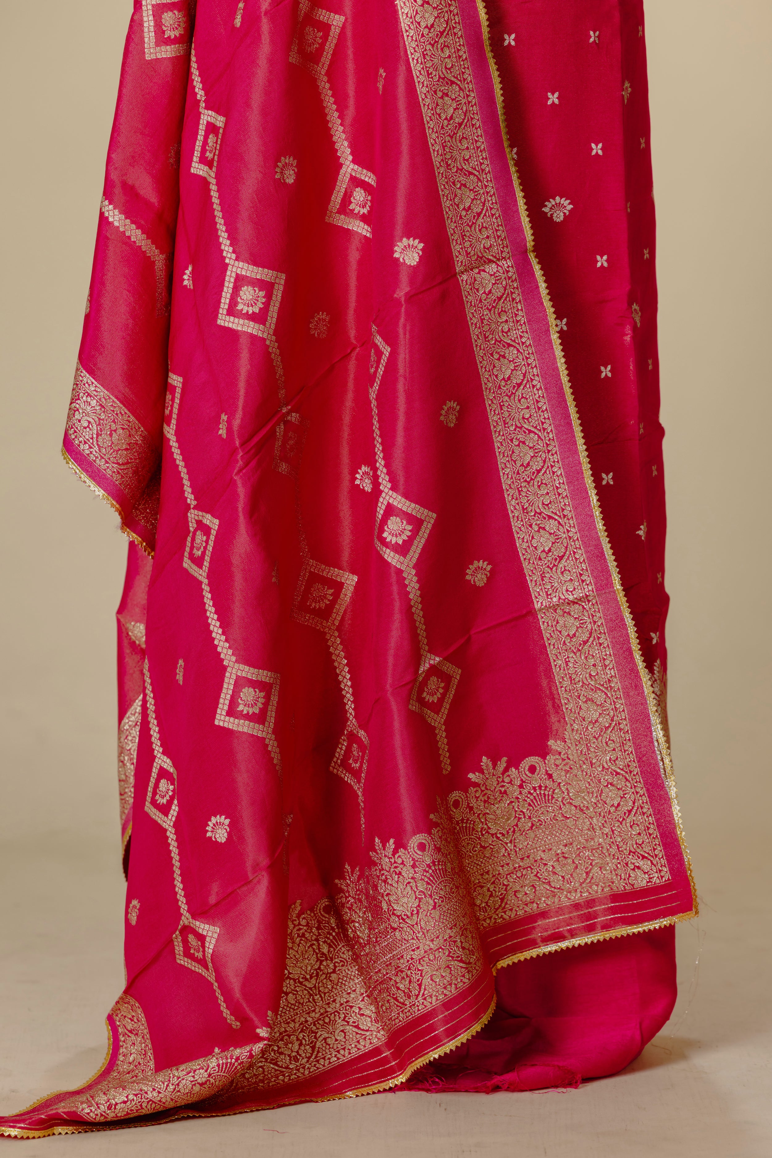Red Tissue Banaras Suit with Gota Lace Dupatta