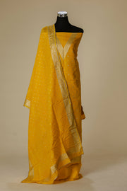 Yellow Banaras Tissue Suit with Dupatta & Bottom