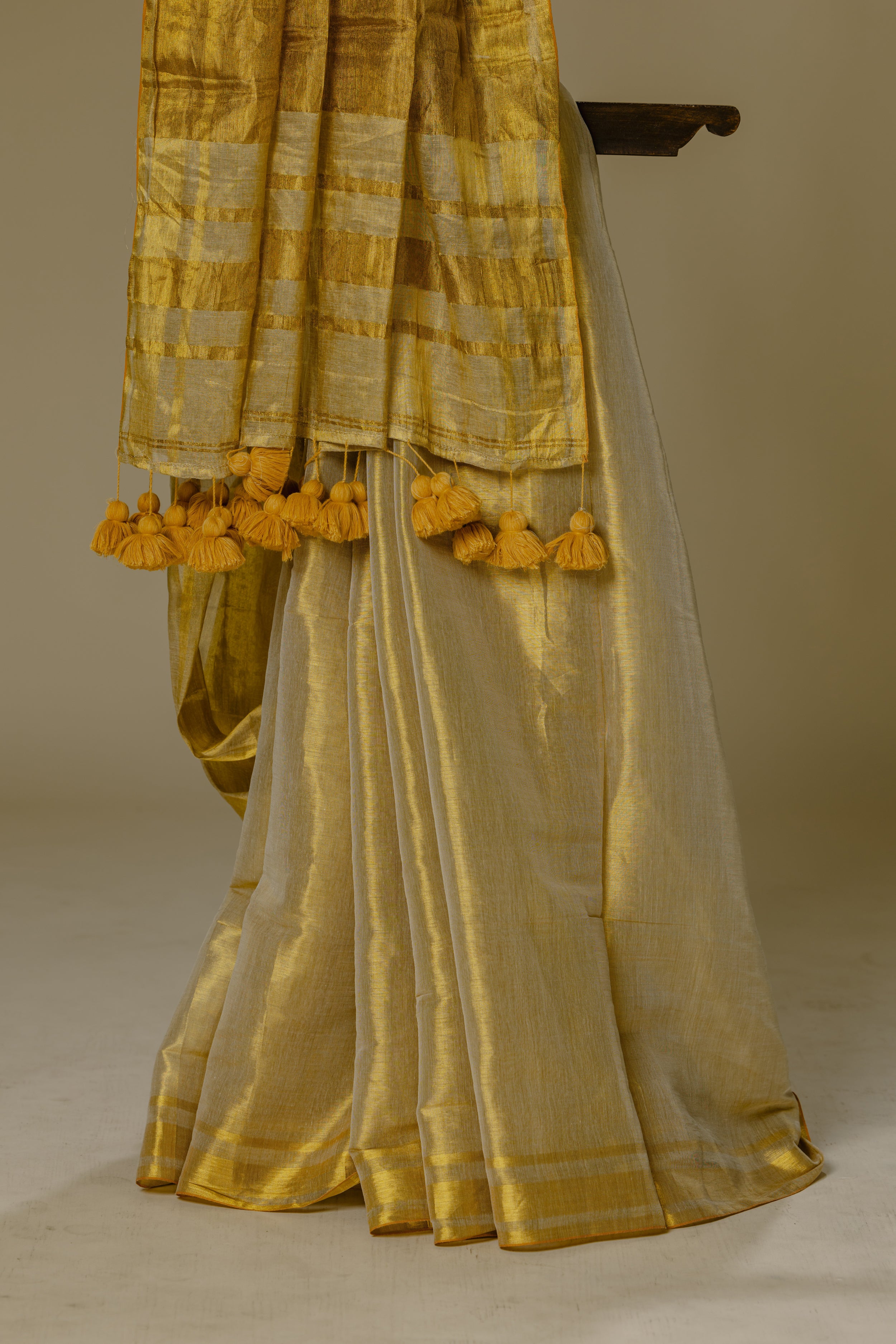 Golden Tissue Mul Cotton Saree
