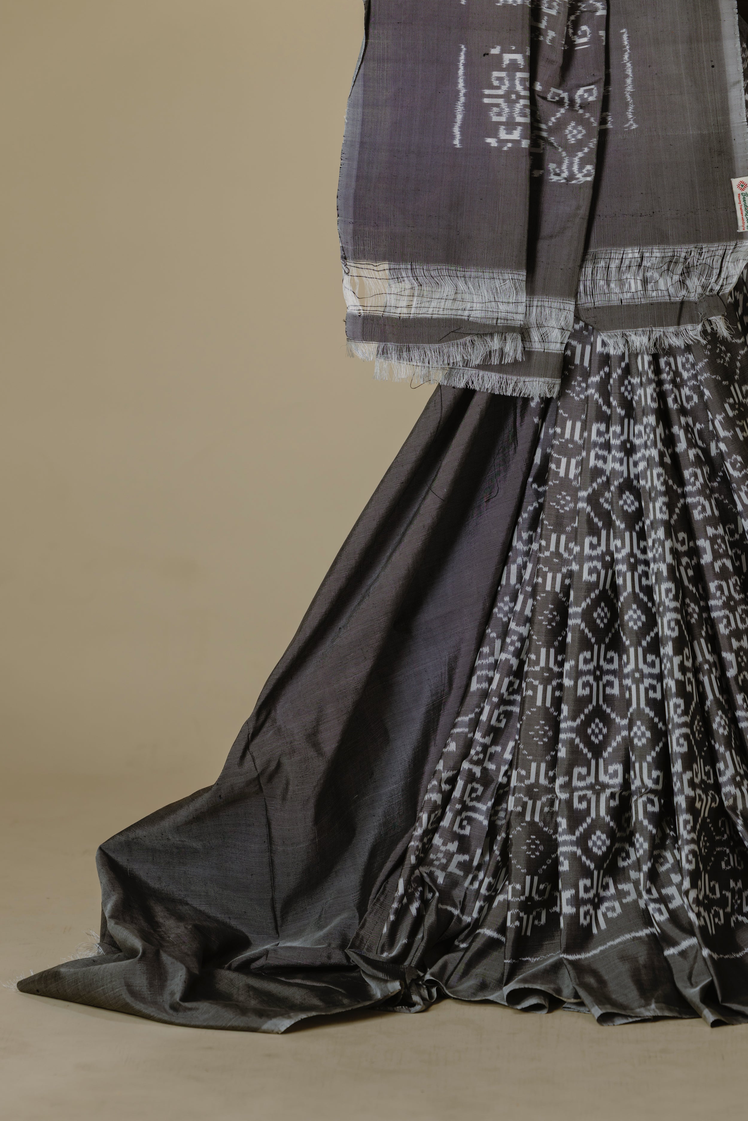 Light Grey Telia Rumal Double Ikkat Saree