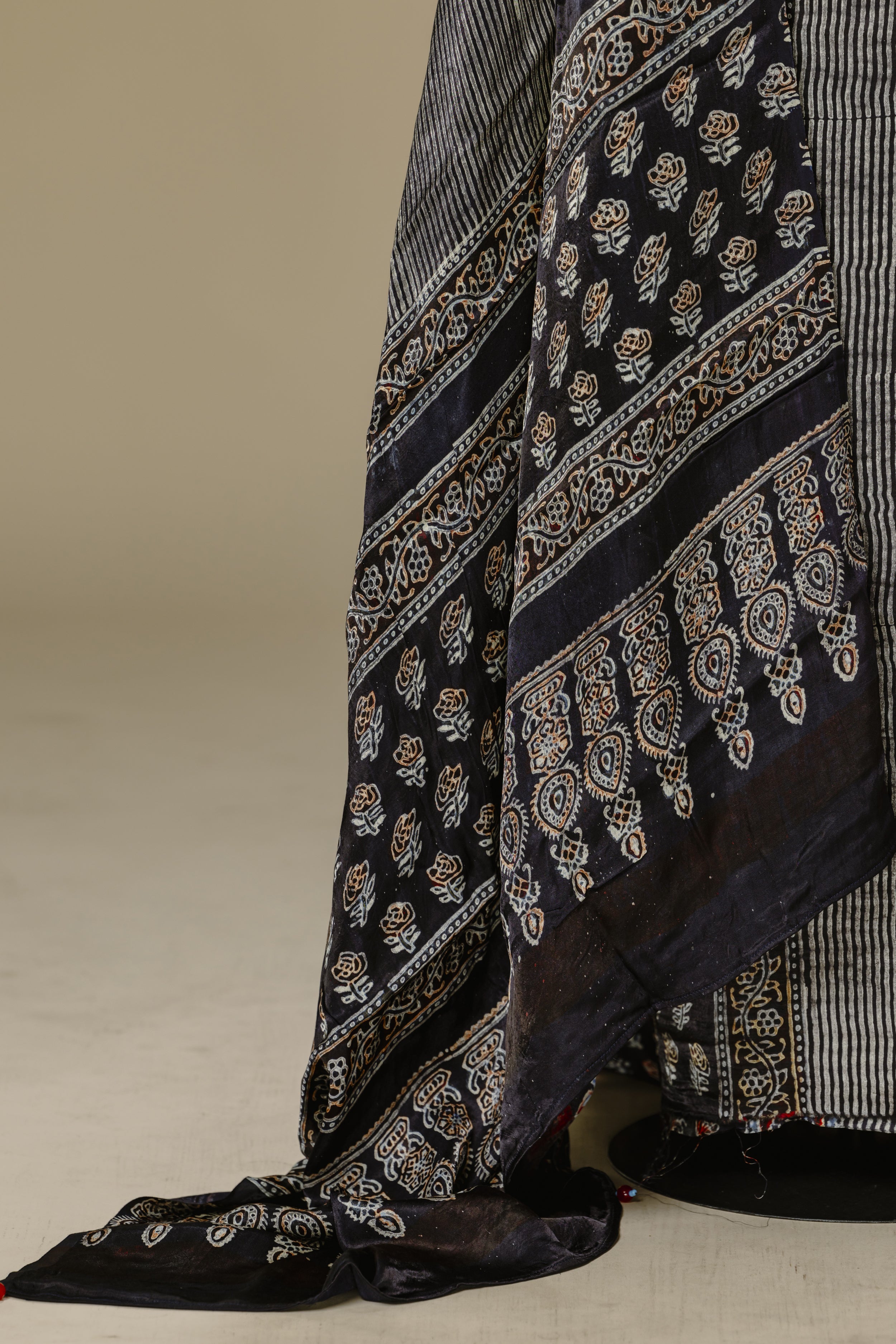 Hand-Block Printed Black Ajrakh Suit Set