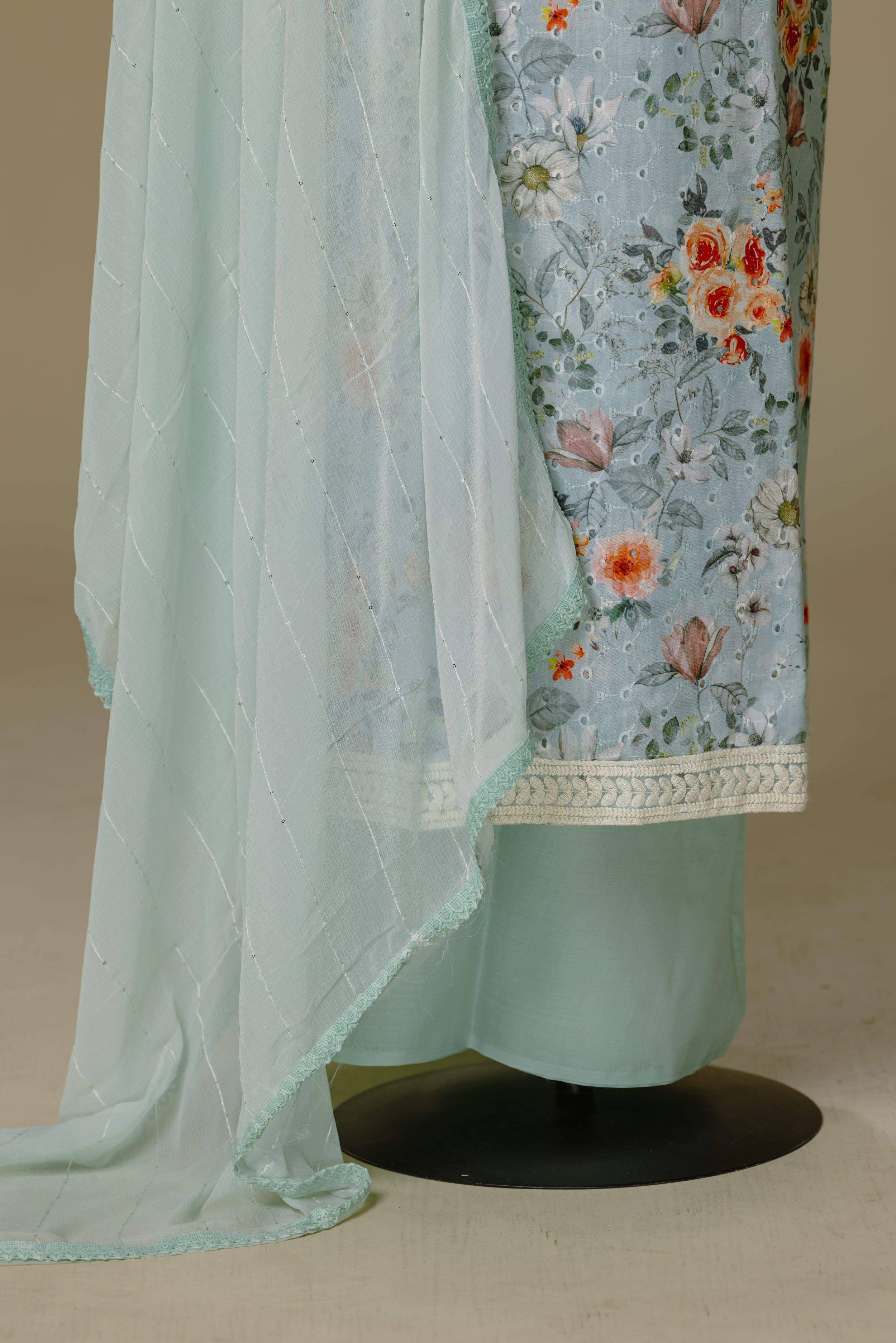 Light Green Shifli Dress Material Set