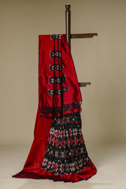 Maroon Black Pochampally Double Ikkat Saree
