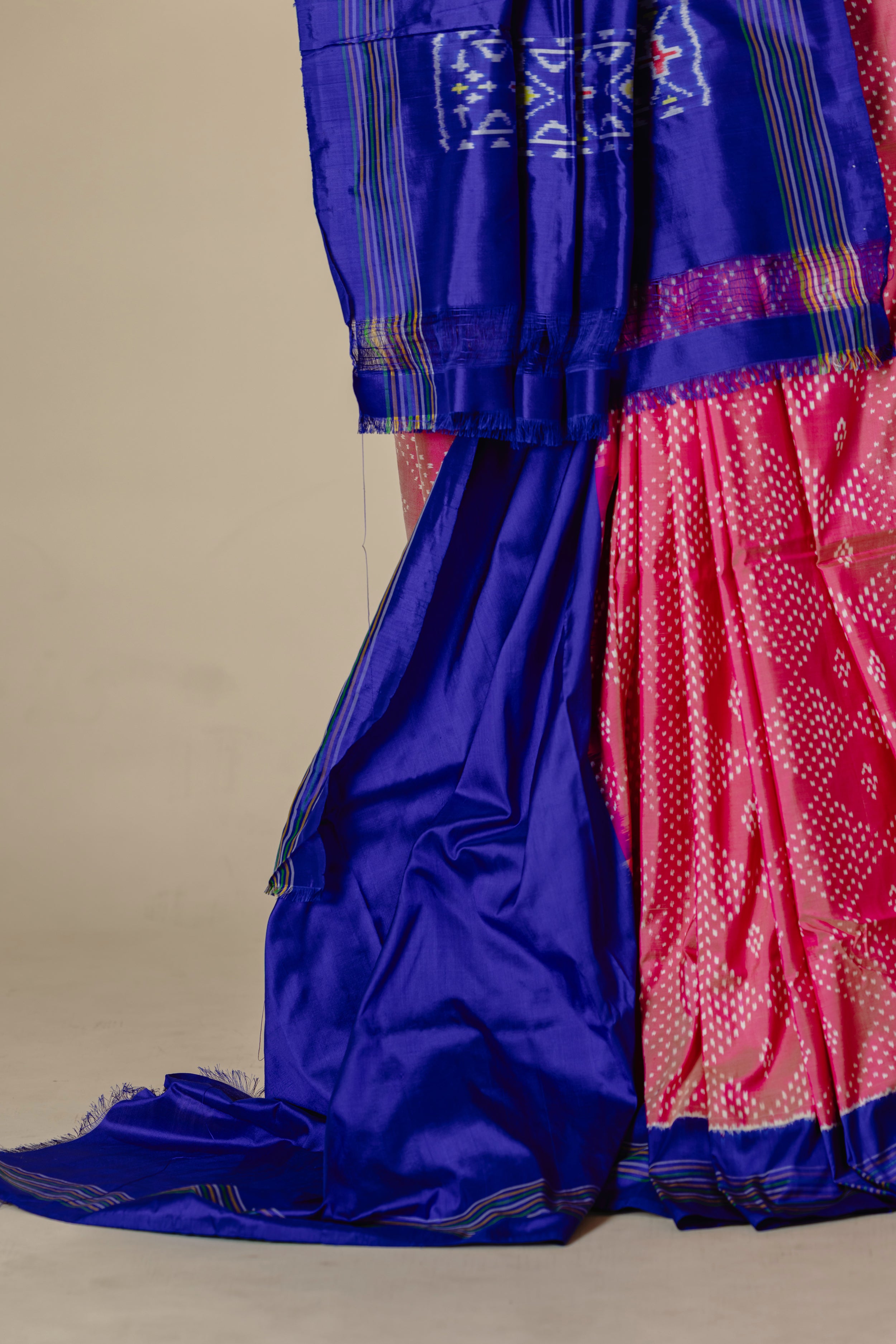 Baby Pink Telia Rumal Pochampally Ikat Saree