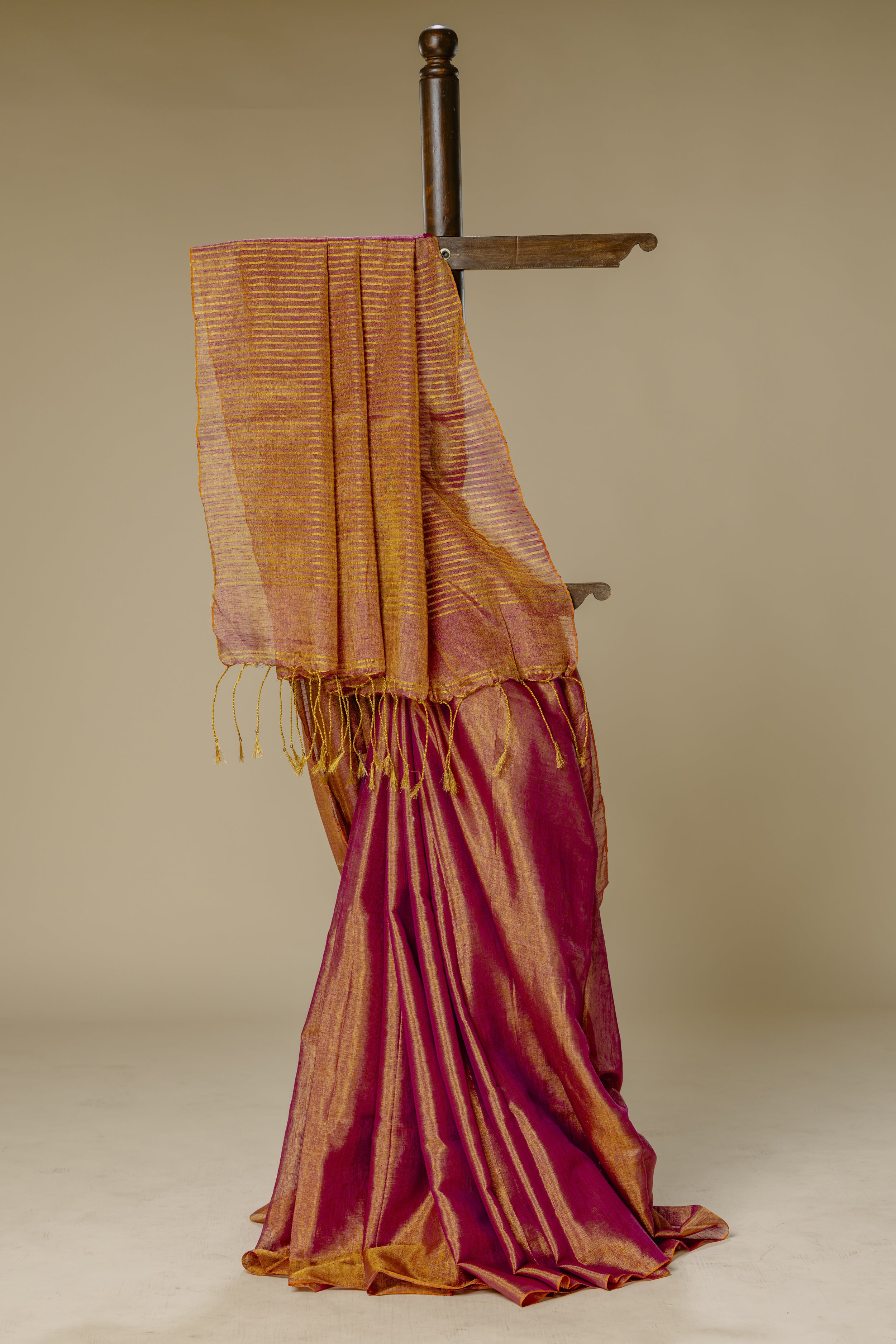 Carrot Orange Tissue Linen Saree