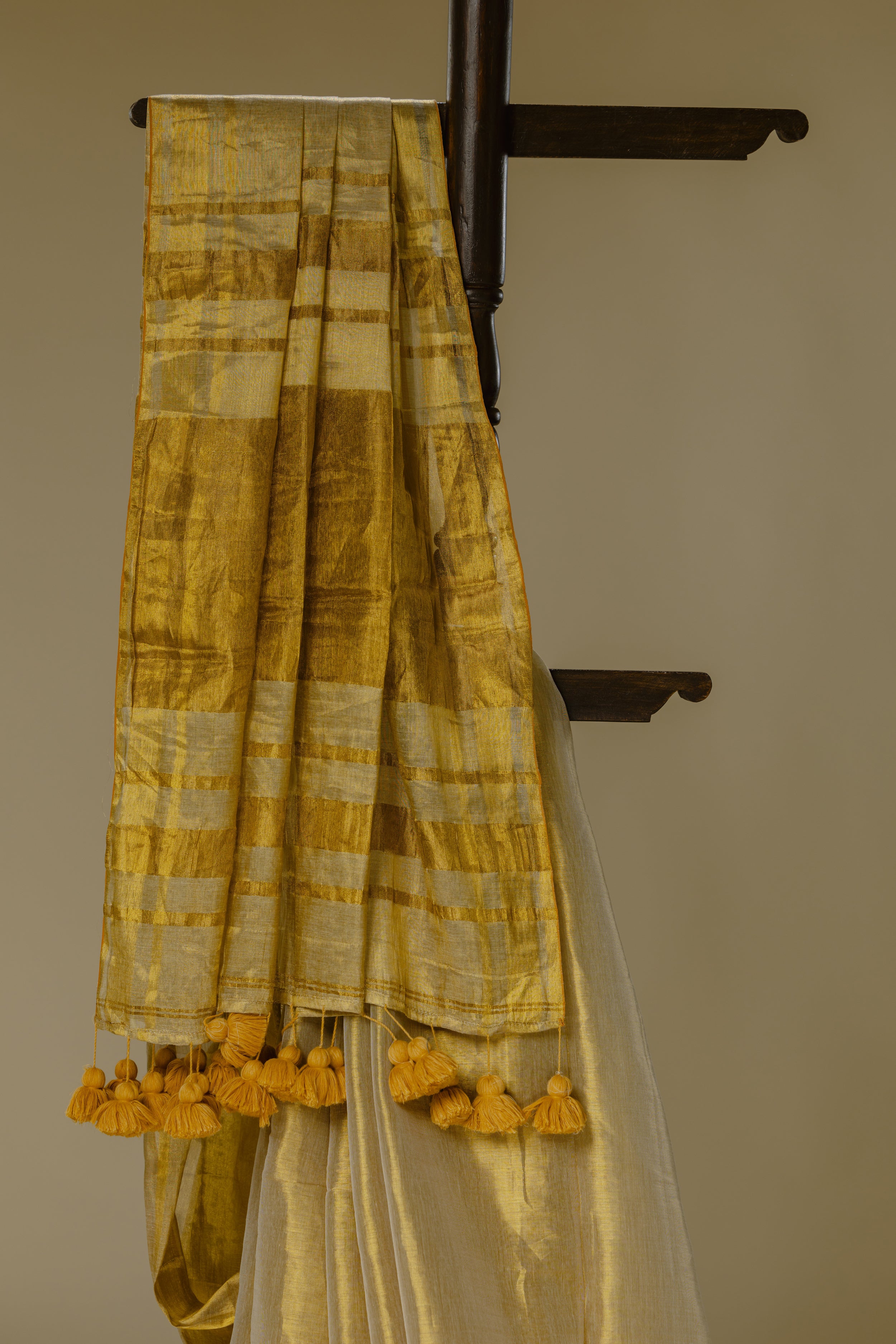 Golden Tissue Mul Cotton Saree
