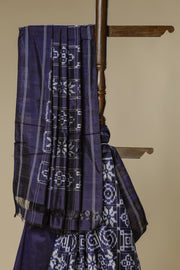 Dark Blue Pochampally Double Ikkat Saree