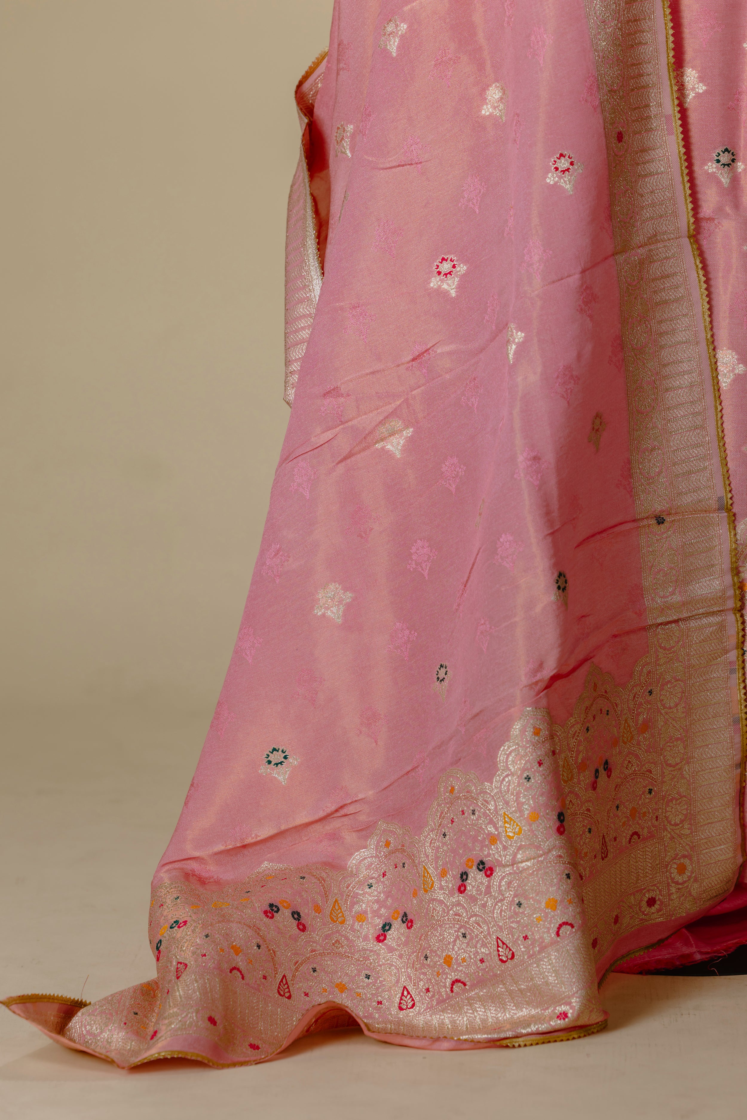 Baby Pink Banaras Suit with Gota Lace Dupatta